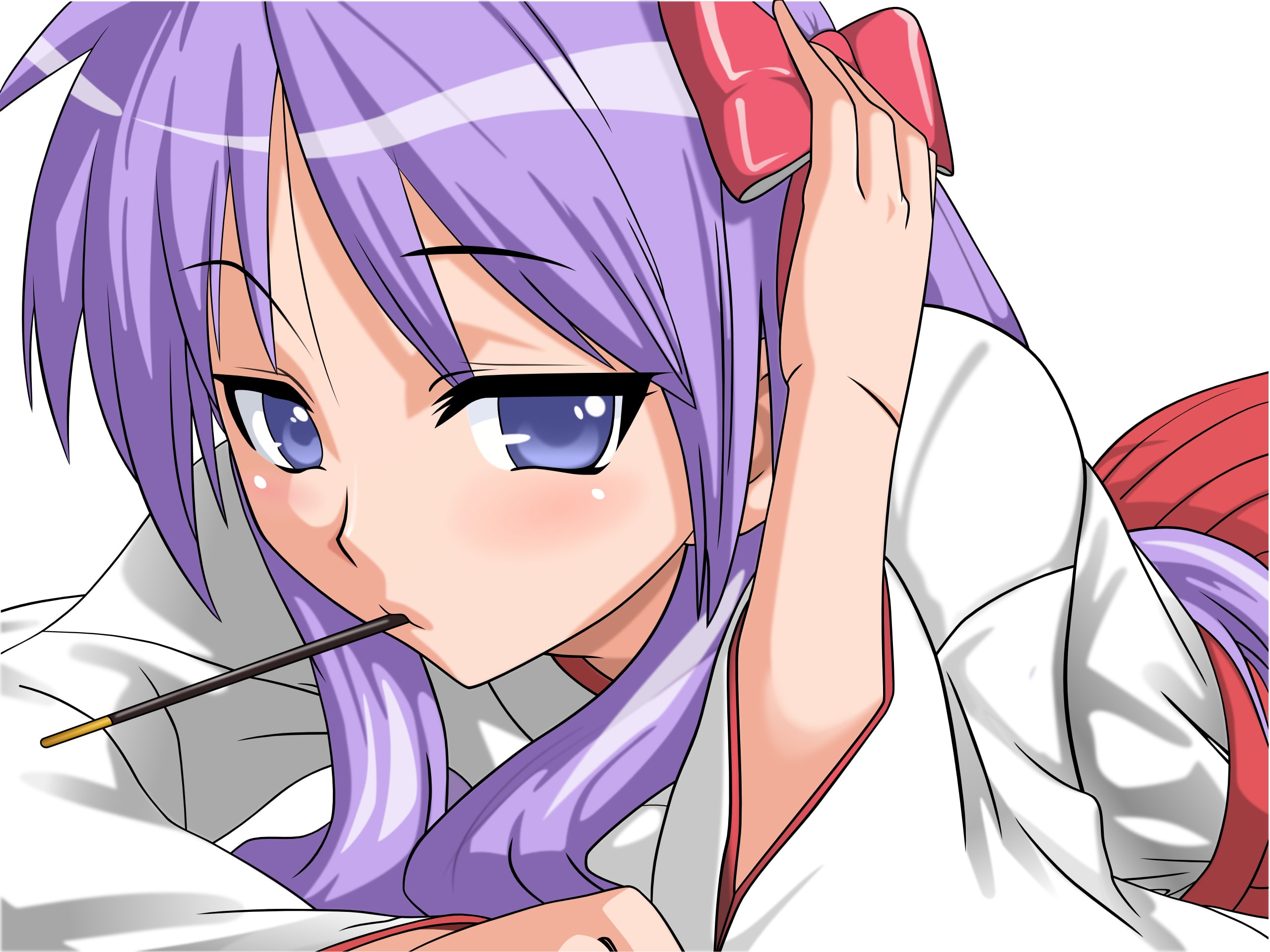 star, miko, japanese, close, 2K, kagami, clothes, pocky, lucky, hiiragi, HD Wallpaper