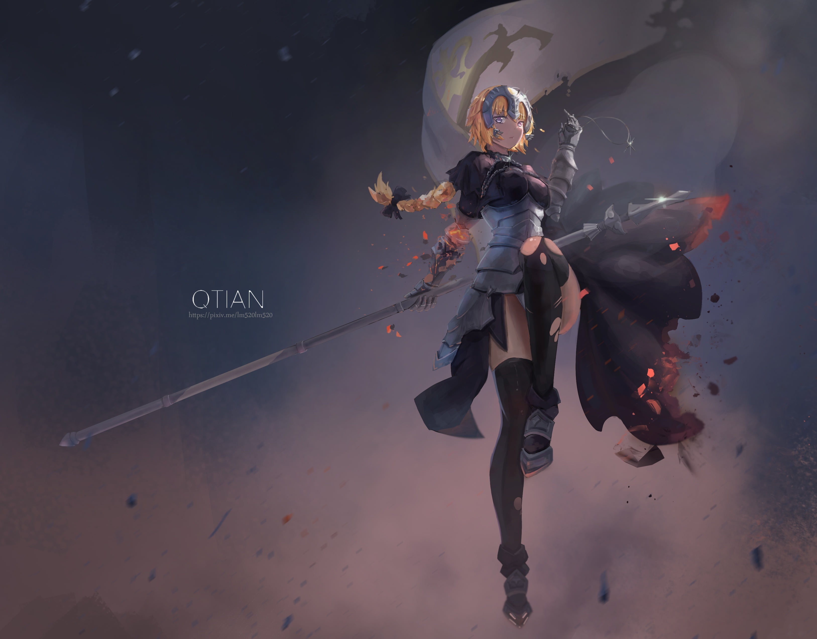 girl, anime, joan of arc, fate, 2K, pendant, weapons, art, lm520lm520, HD Wallpaper