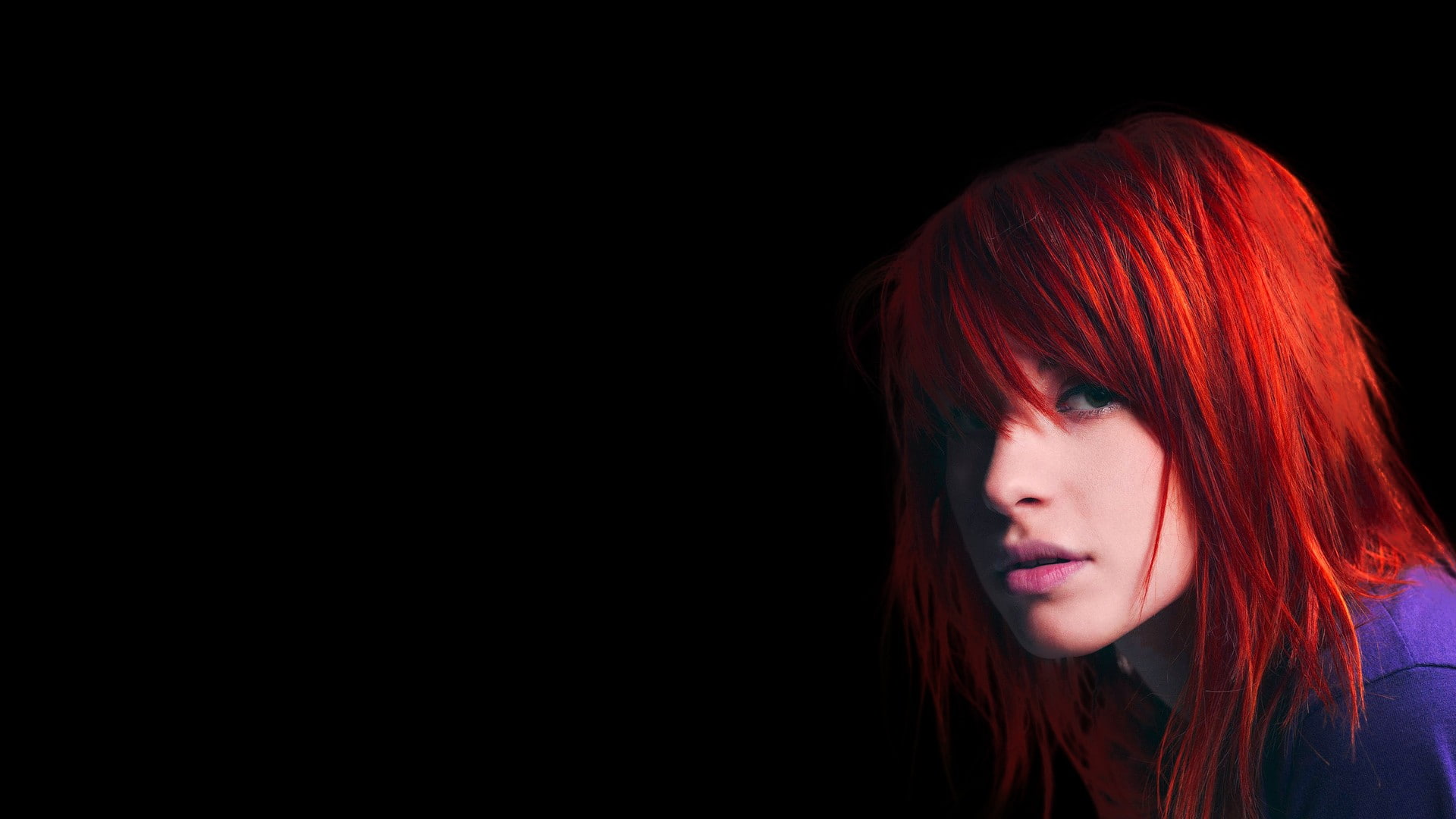 indoors, simple background, face, adult, beauty, one person, hairstyle, beautiful woman, hair, dyed red hair, headshot, redhead, studio shot, straight hair, HD Wallpaper