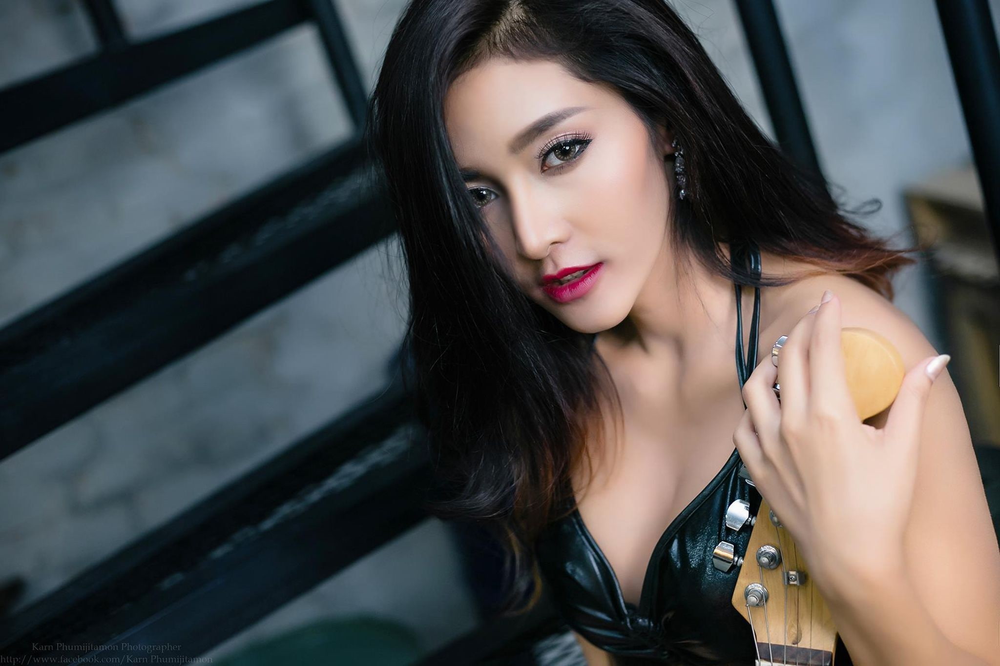Asian, brunette, green eyes, long hair, Koko Rosjares, Thailand, model, 1080P, HD Wallpaper