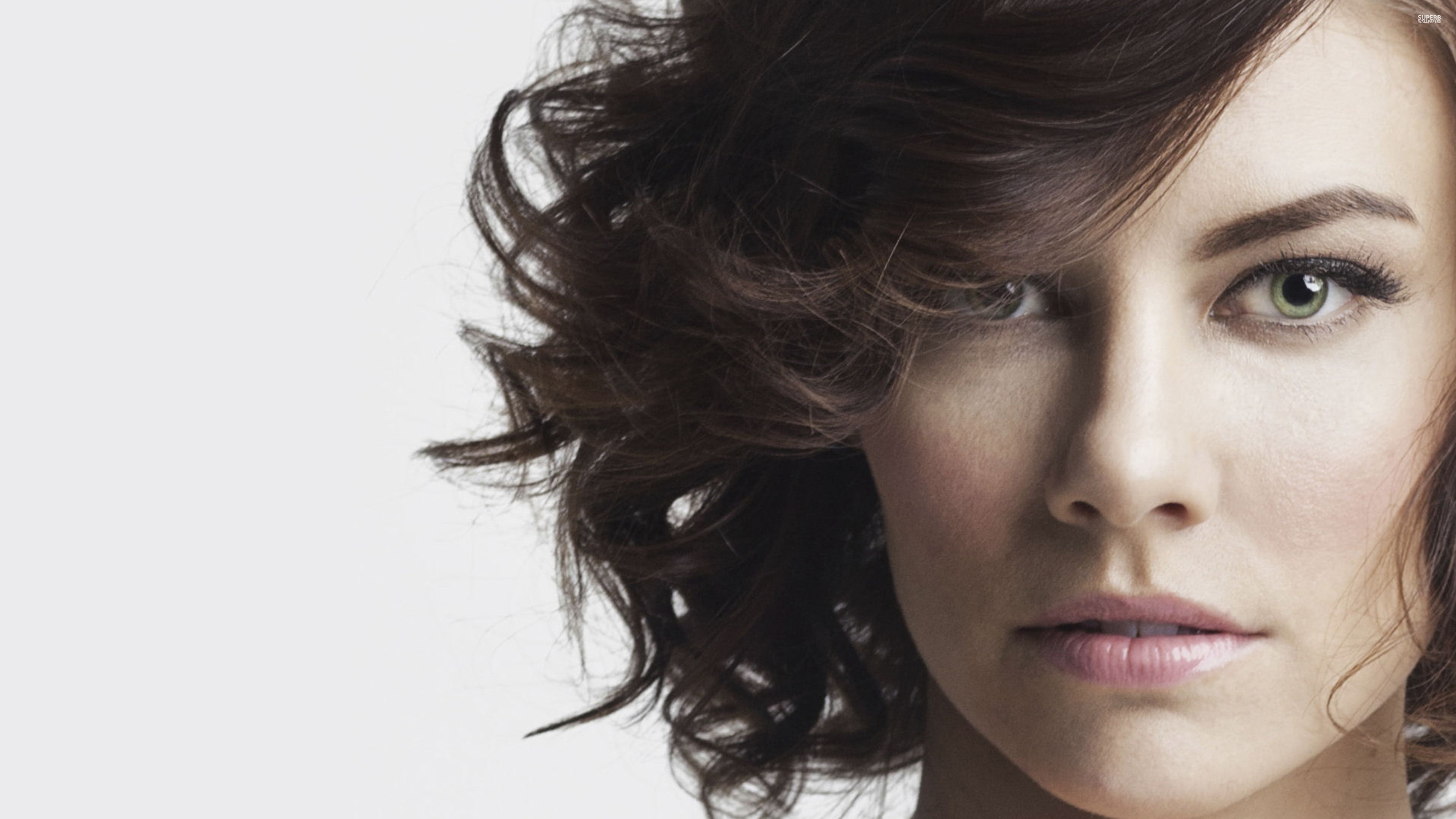 4K, face, celebrity, Lauren Cohan, brunette, HD Wallpaper