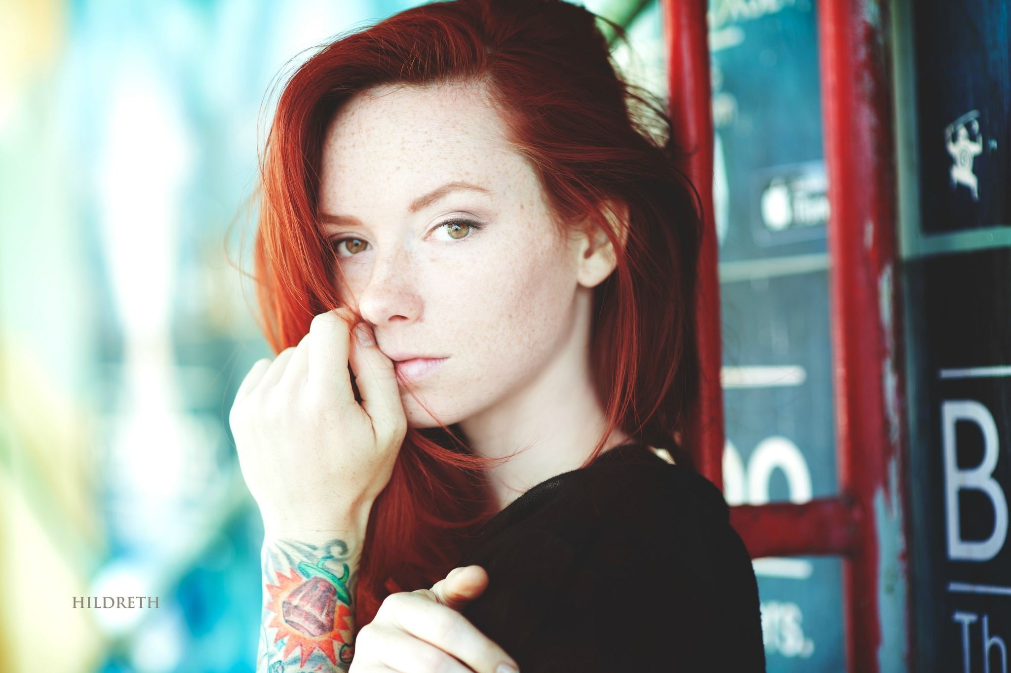 women, Charles Hildreth, 1080P, model, redhead, Hattie Watson, tattoo, HD Wallpaper