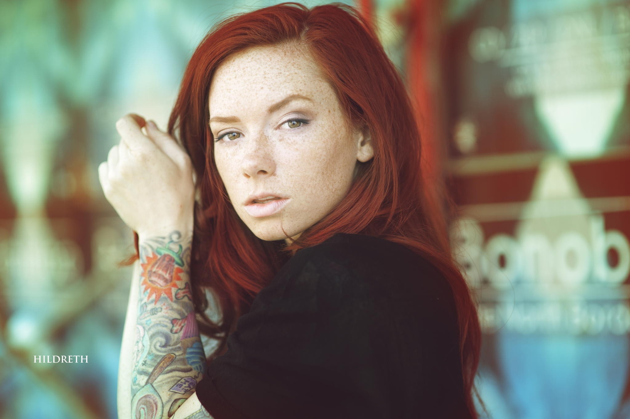 freckles, Hattie Watson, face, redhead, 1080P, Charles Hildreth, women, HD Wallpaper