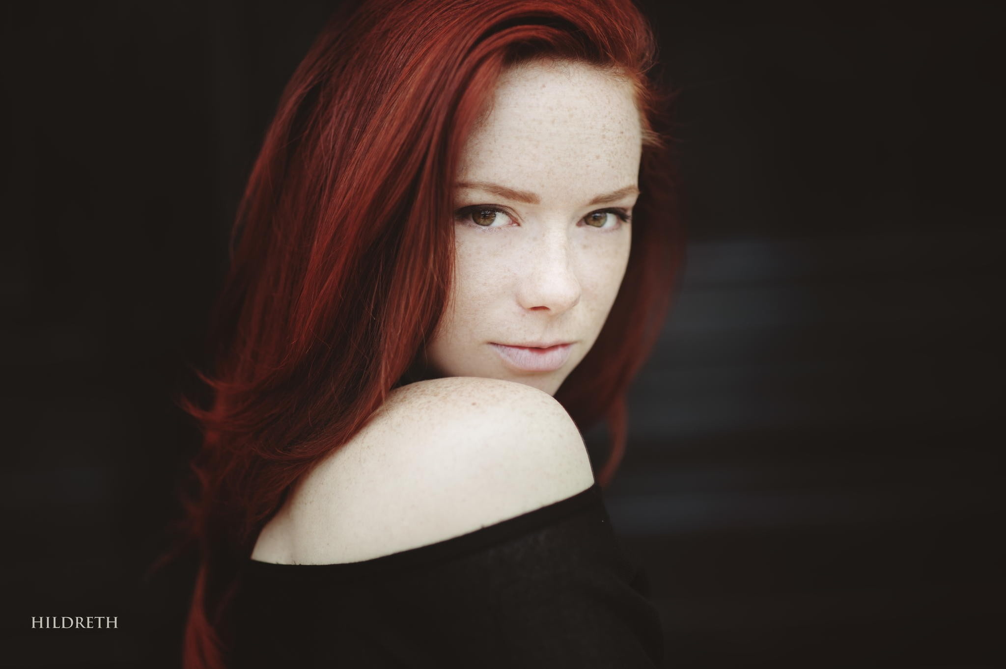 black tops, freckles, 1080P, women, Hattie Watson, redhead, Charles Hildreth, face, HD Wallpaper