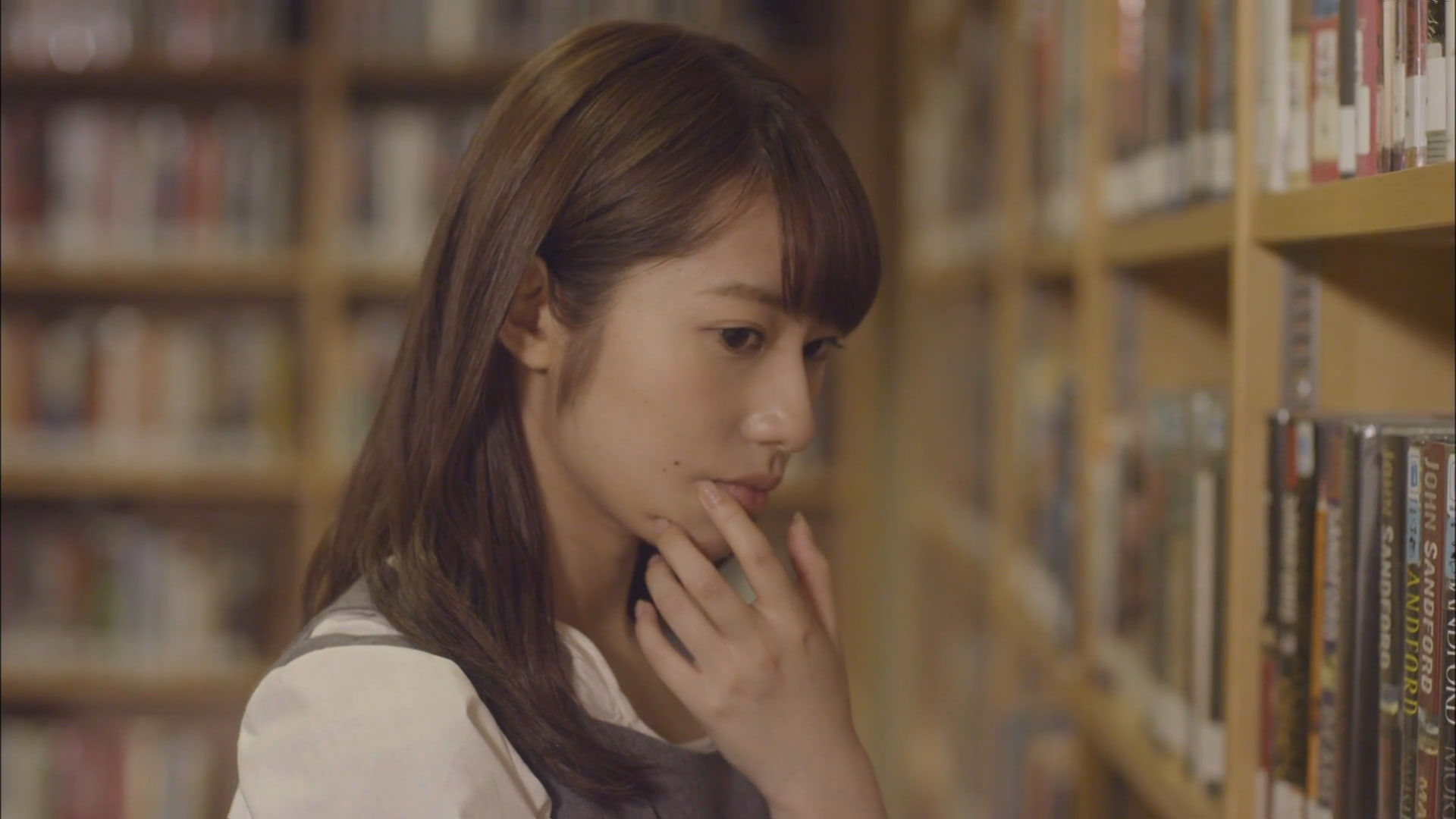 library, book, brown hair, hairstyle, Nogizaka46, young women, Asian, publication, hand, brunette, beautiful woman, portrait, 1080P, young adult, contemplation, HD Wallpaper
