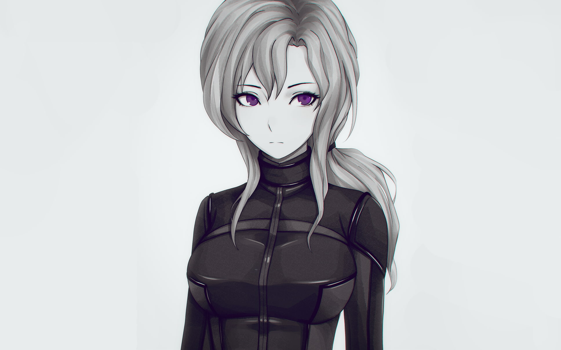 looking at camera, obscured face, copy space, Steins;Gate, indoors, anime girls, white background, cut out, front view, standing, costume, Kiryuu Moeka, HD Wallpaper