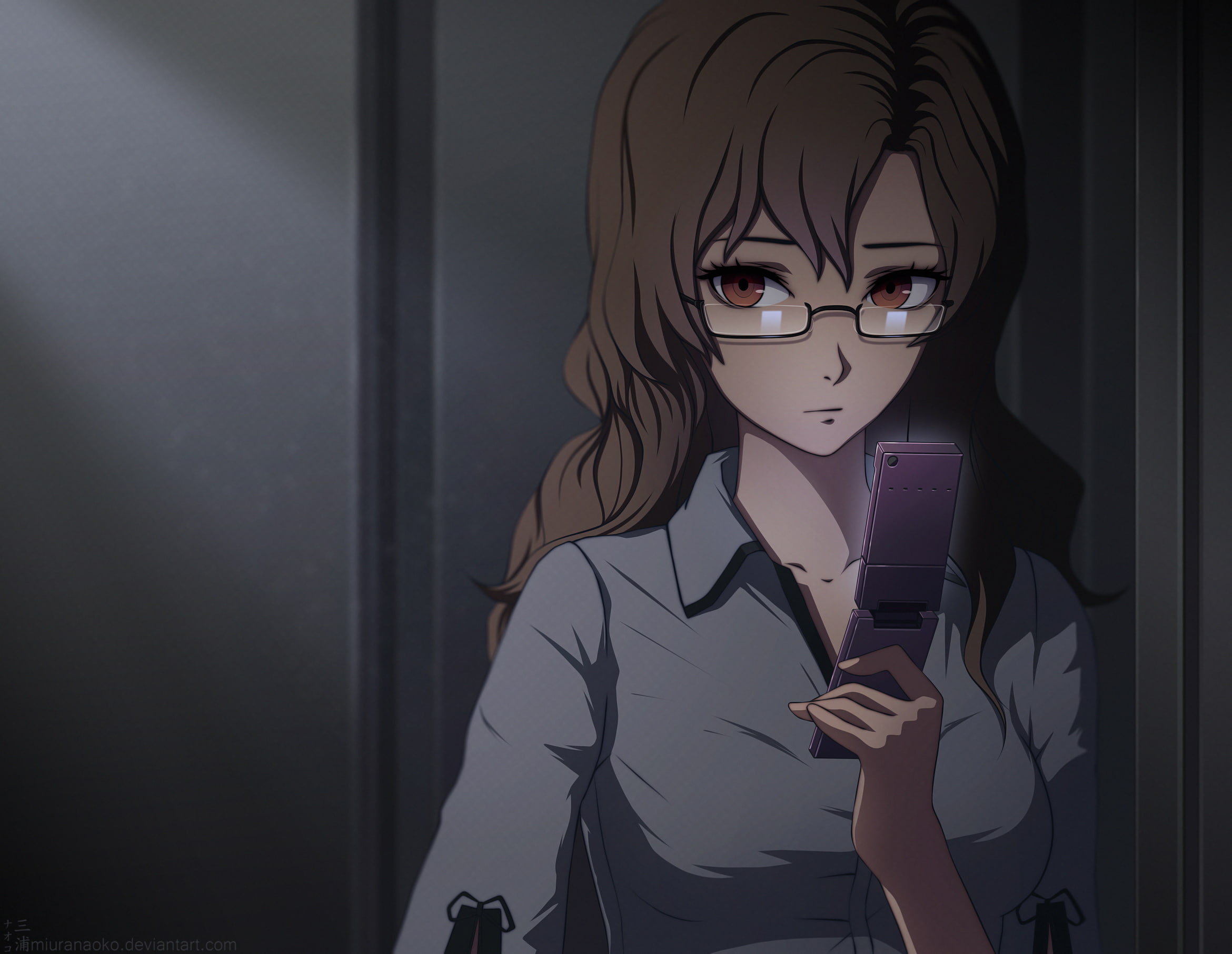 Steins;Gate, one person, home interior, glasses, 1080P, representation, lifestyles, holding, standing, young adult, indoors, hairstyle, long hair, window, HD Wallpaper