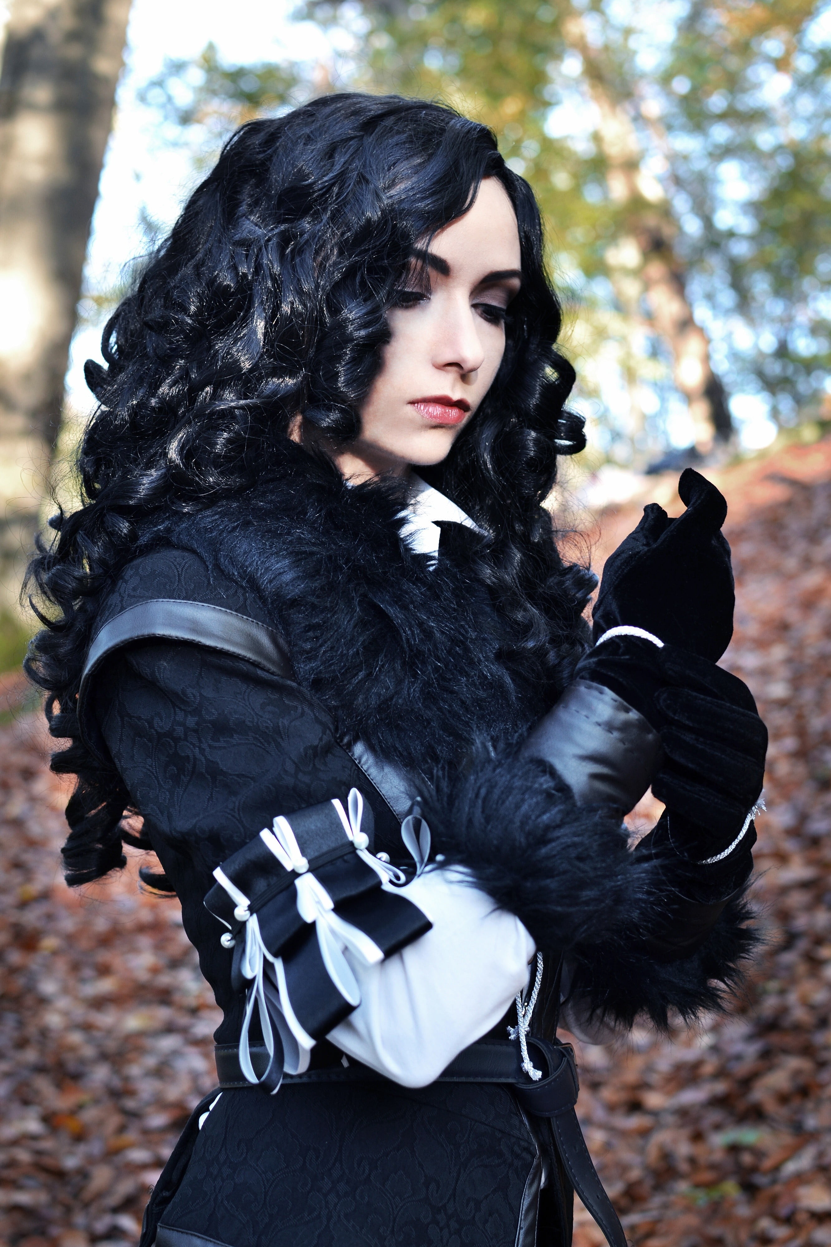 clothing, elegance, costume, hair, females, outdoors, s, women, human face, winter, Yennefer of Vengerberg, warm clothing, beauty, hairstyle, The Witcher 3: Wild Hunt, Phone HD Wallpaper
