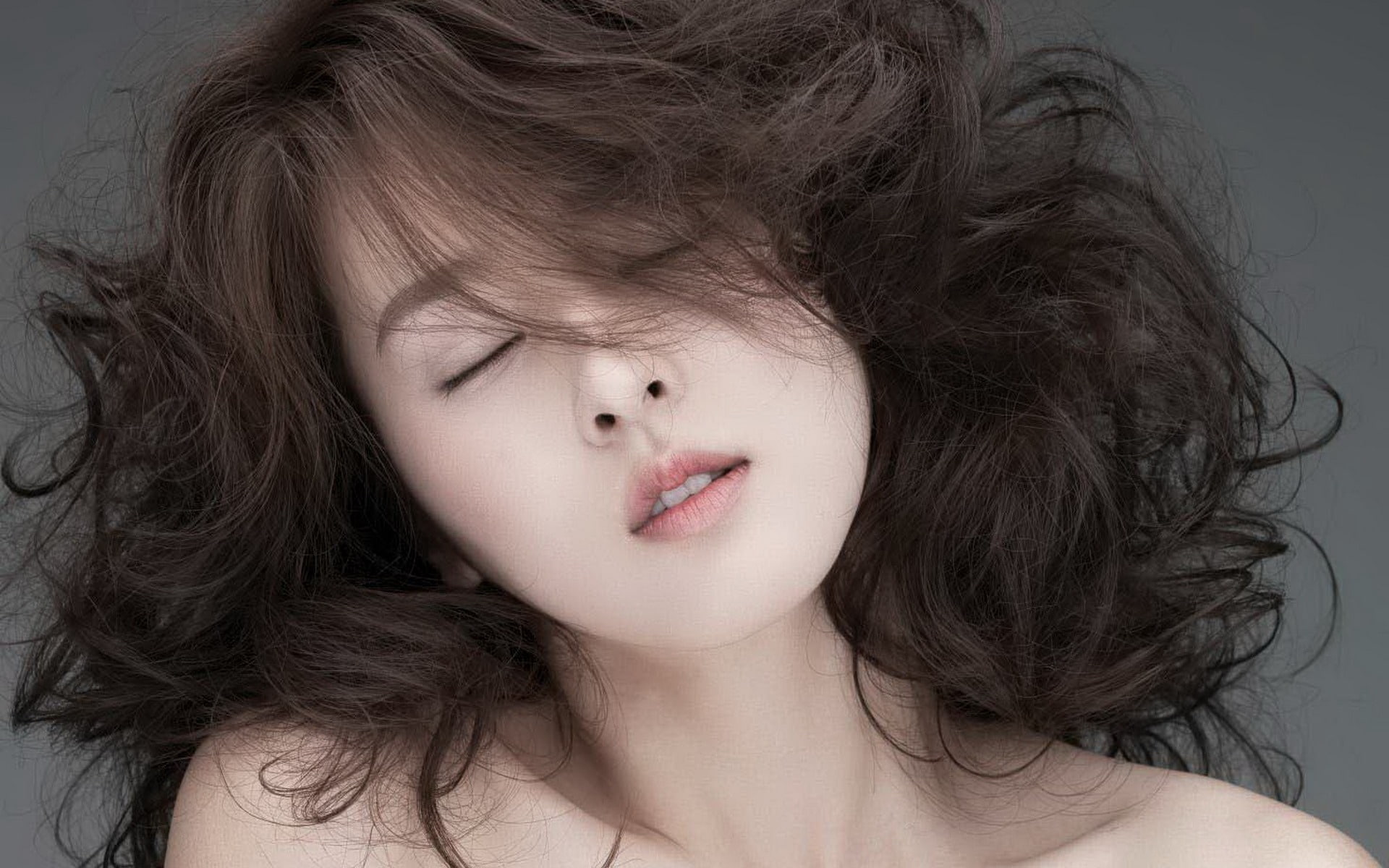 1080P, brown hair, close-up, headshot, jin, human body part, front view, long hair, indoors, studio shot, hye, lips, beautiful, japan, han, beauty, human face, HD Wallpaper