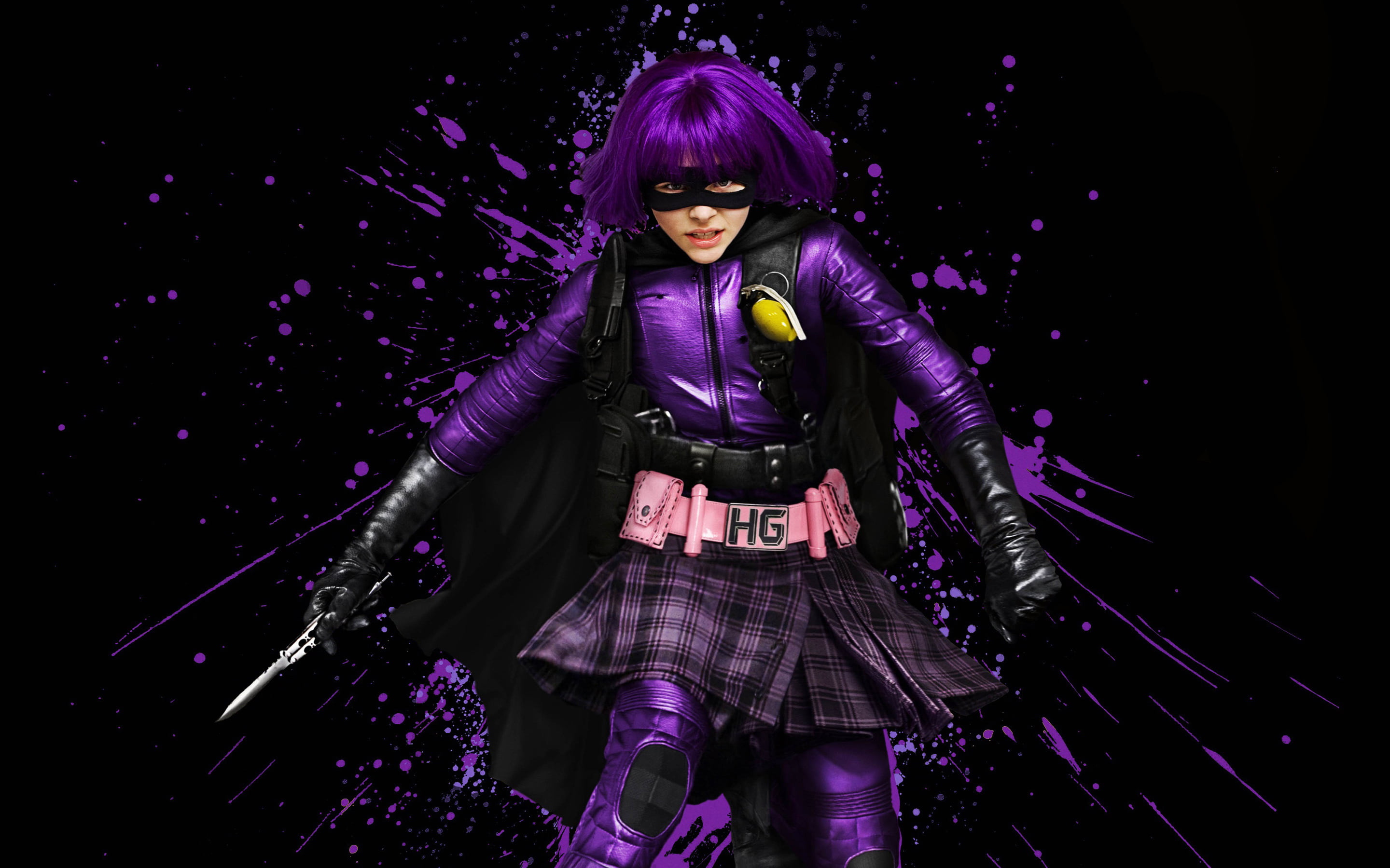 music, 2K, portrait, real people, Kick-Ass 2, chloe, hit girl, purple, arts culture and entertainment, three quarter length, young adult, front view, moretz, HD Wallpaper