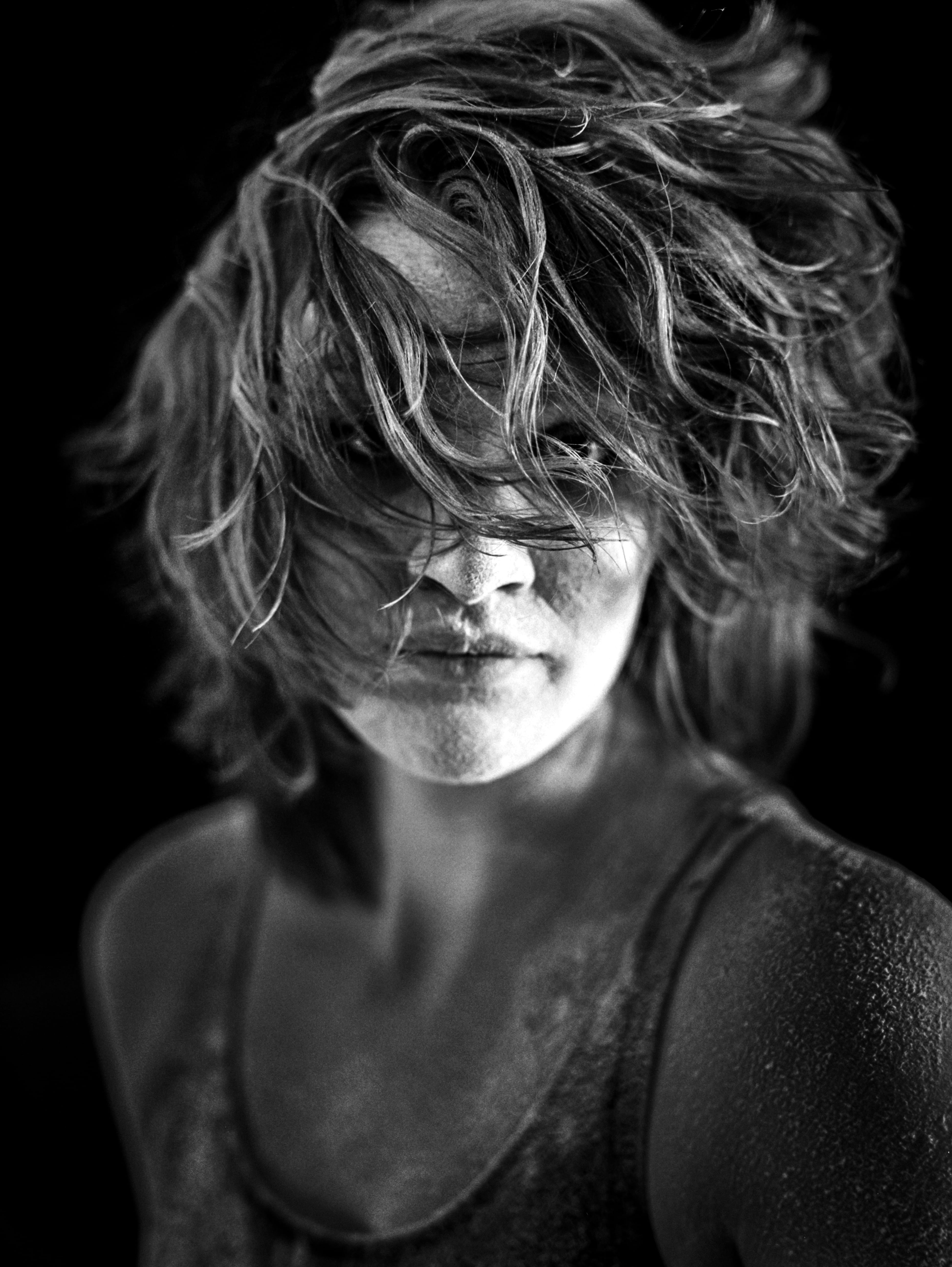 pretty, front view, women, studio, photo, portrait, headshot, adult, beauty, females, sleeveless, wear, top, beautiful, focus on foreground, medium-length hair, Phone HD Wallpaper