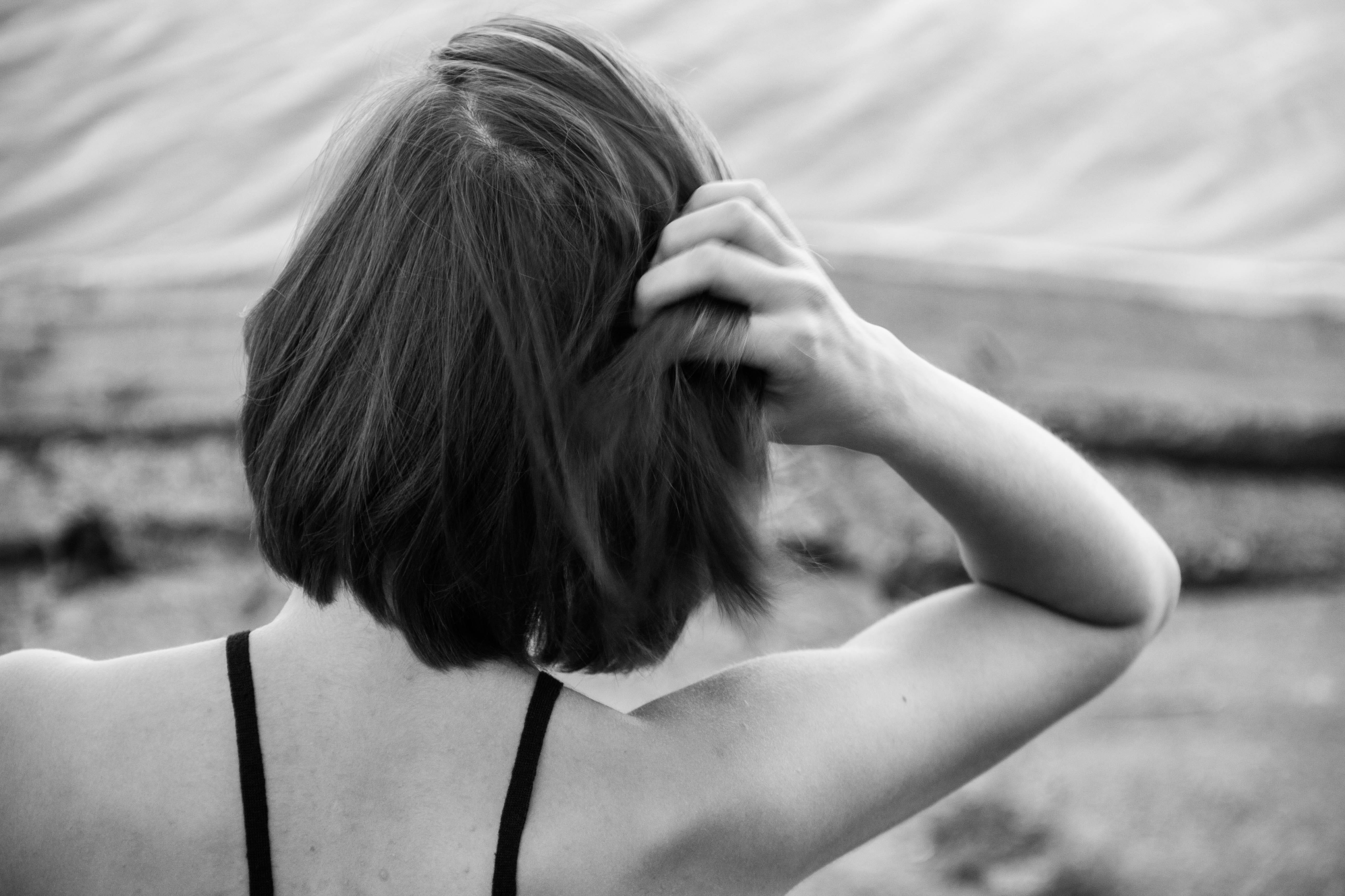 adult, long hair, camera, lifestyles, human body part, focus on foreground, great, blackandwhite, photo, rear view, human face, young adult, hair, portrait, HD Wallpaper