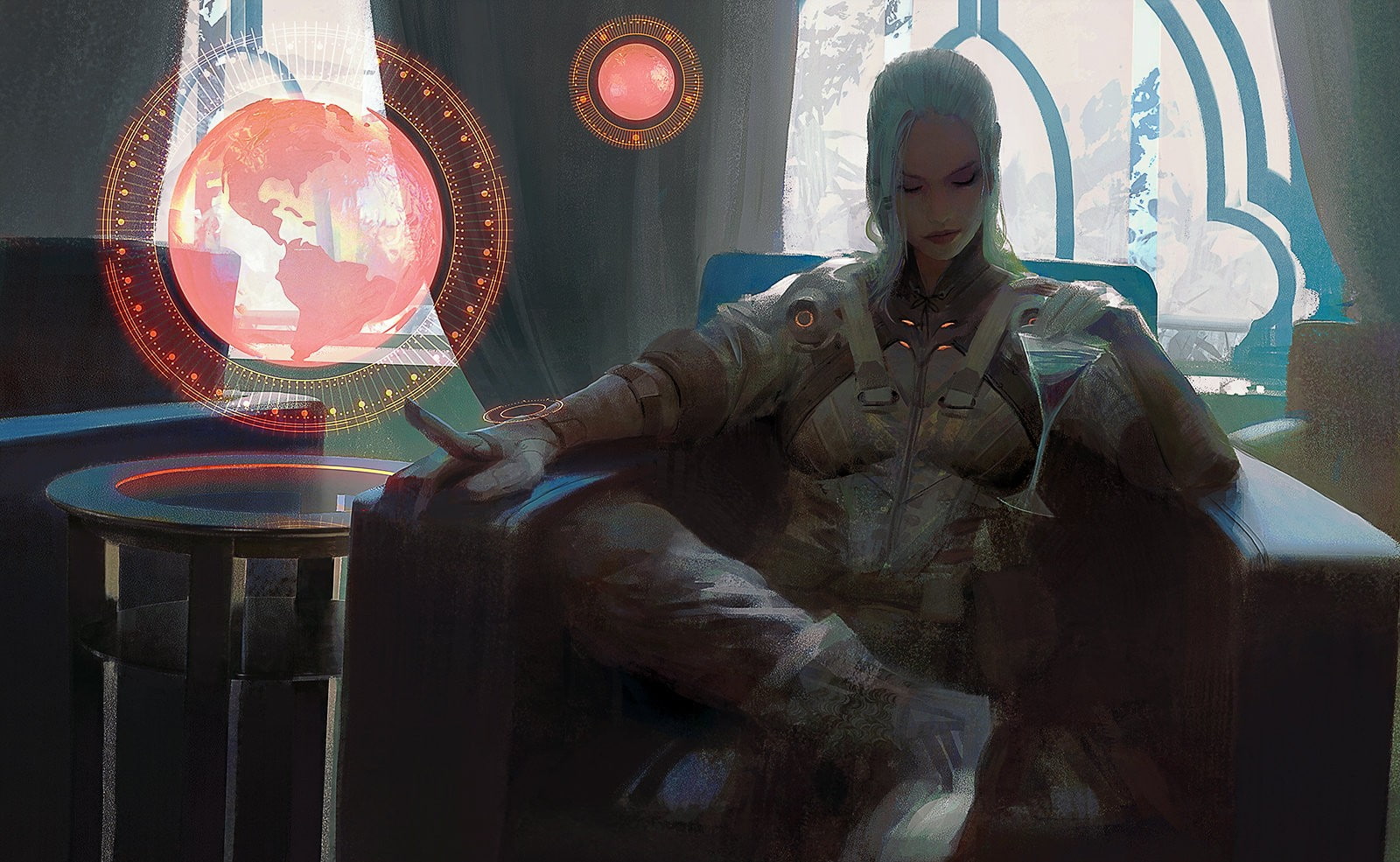 sitting, artwork, 720P, HUD, original characters, HD Wallpaper