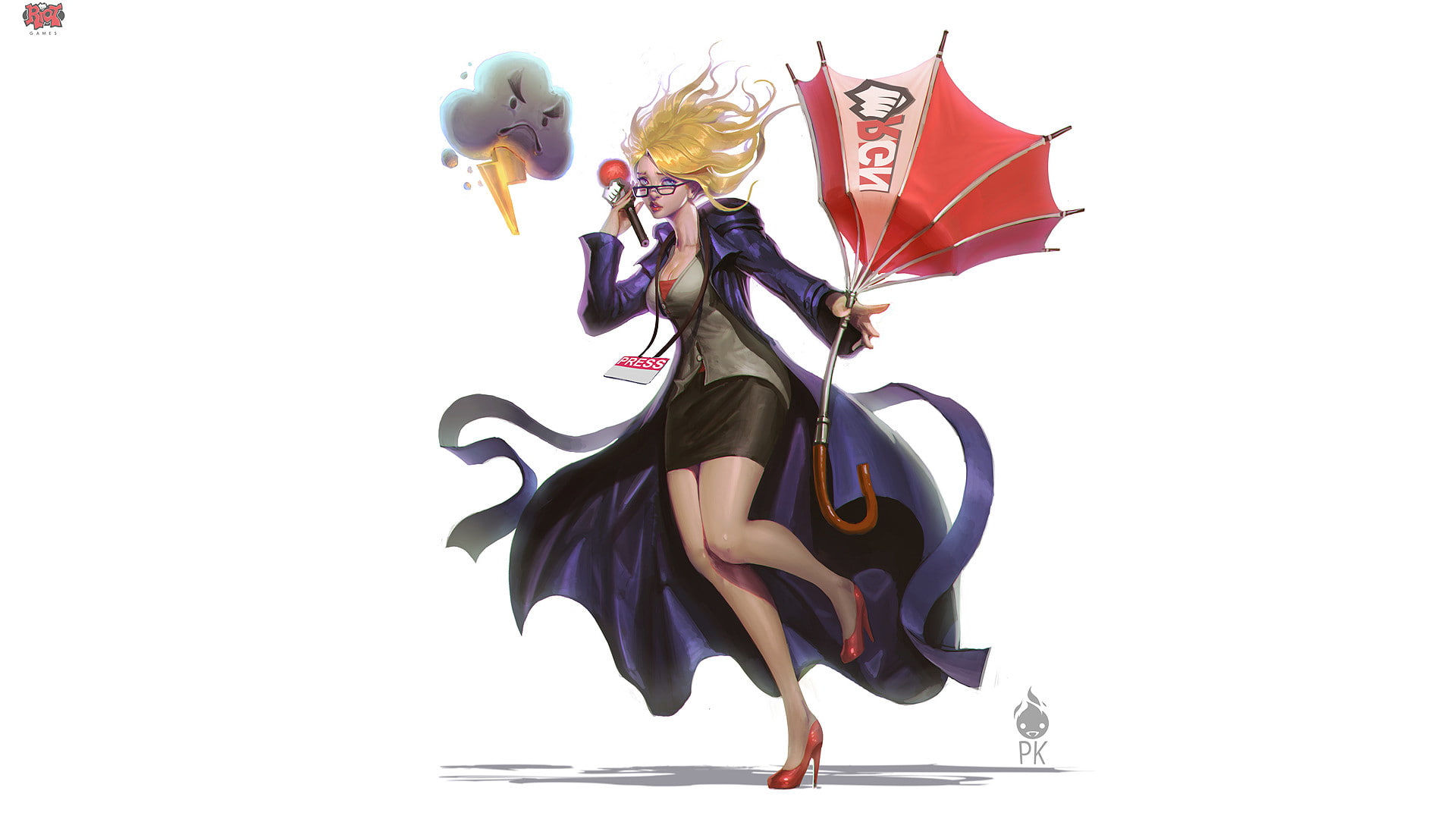 league, legends, video games, umbrella, janna, hd, 1080P, white, HD Wallpaper