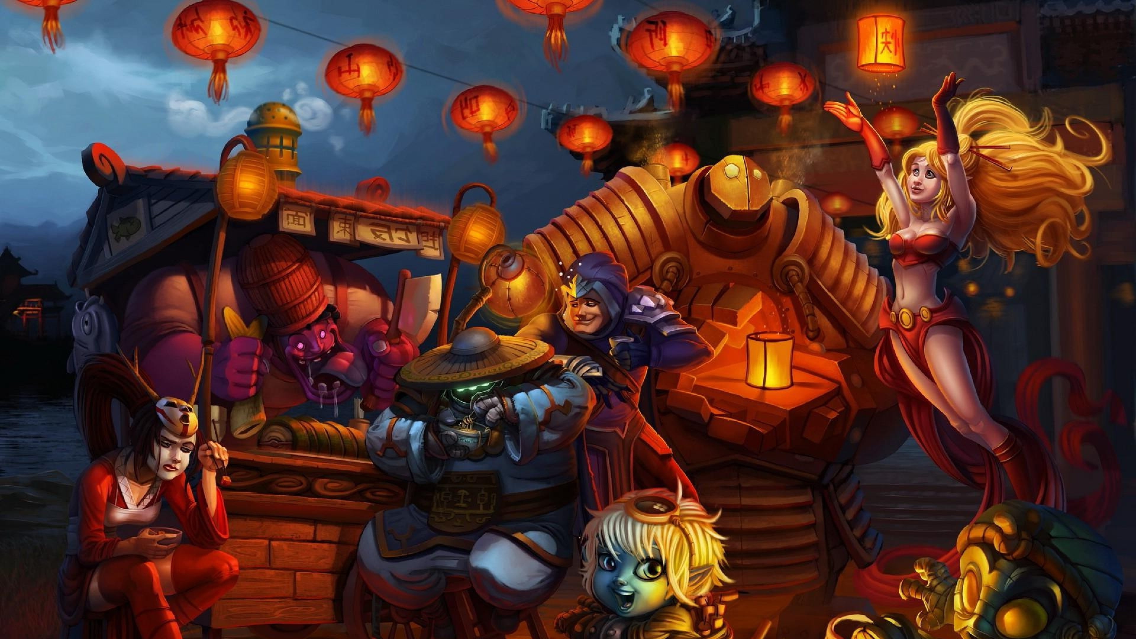 lighting equipment, 4K, illuminated, statue, fantasy art digital art league of legends dr_ mundo tristana jax amumu blitzcrank akali talon janna, male likeness, HD Wallpaper