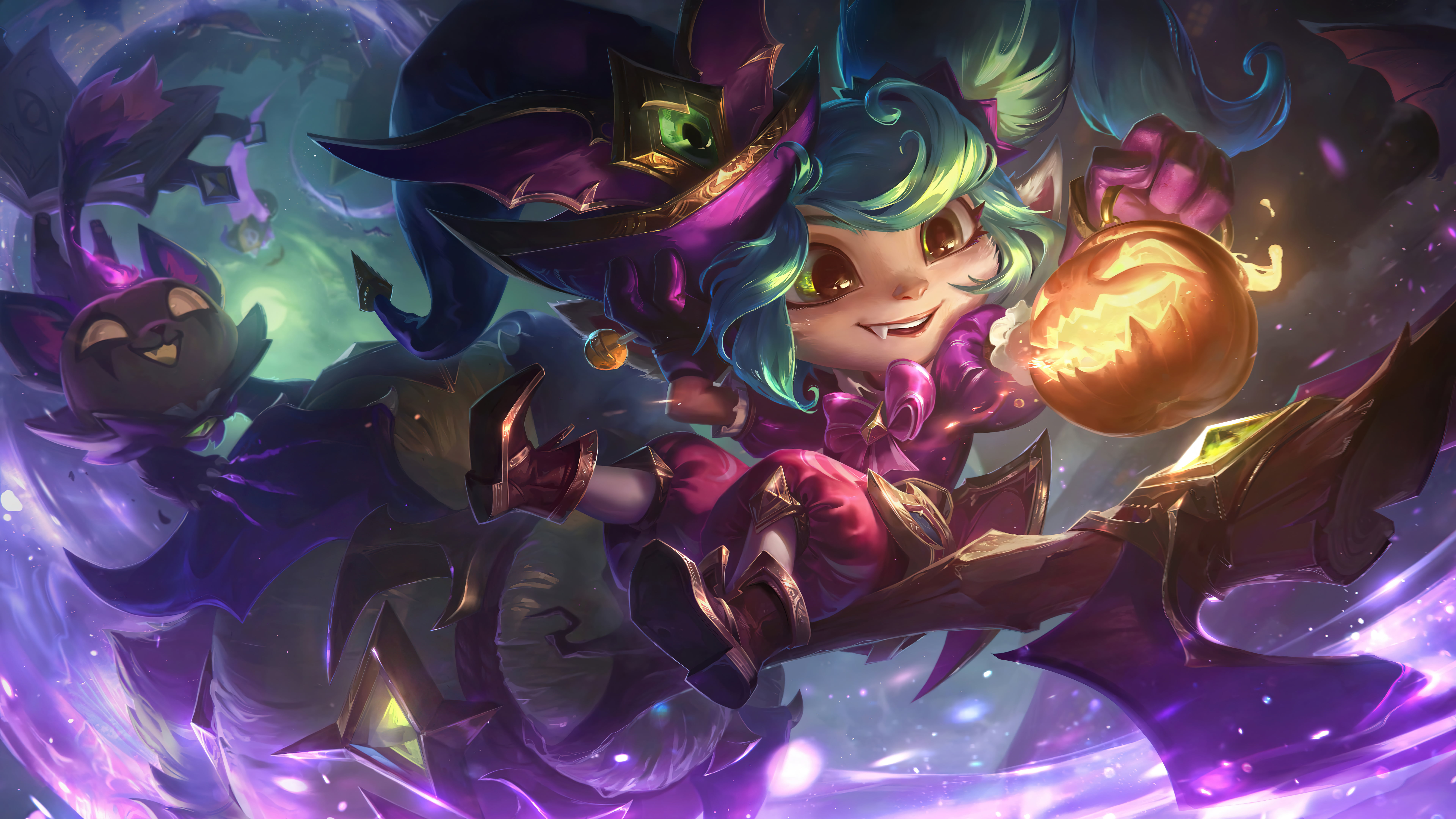 digital art, GZG, 8K, pumpkin, Bewitching, Halloween, witch, Poppy (League of Legends), pumpkin night, Poppy ( league of legends ), 4K, Riot Games, HD Wallpaper