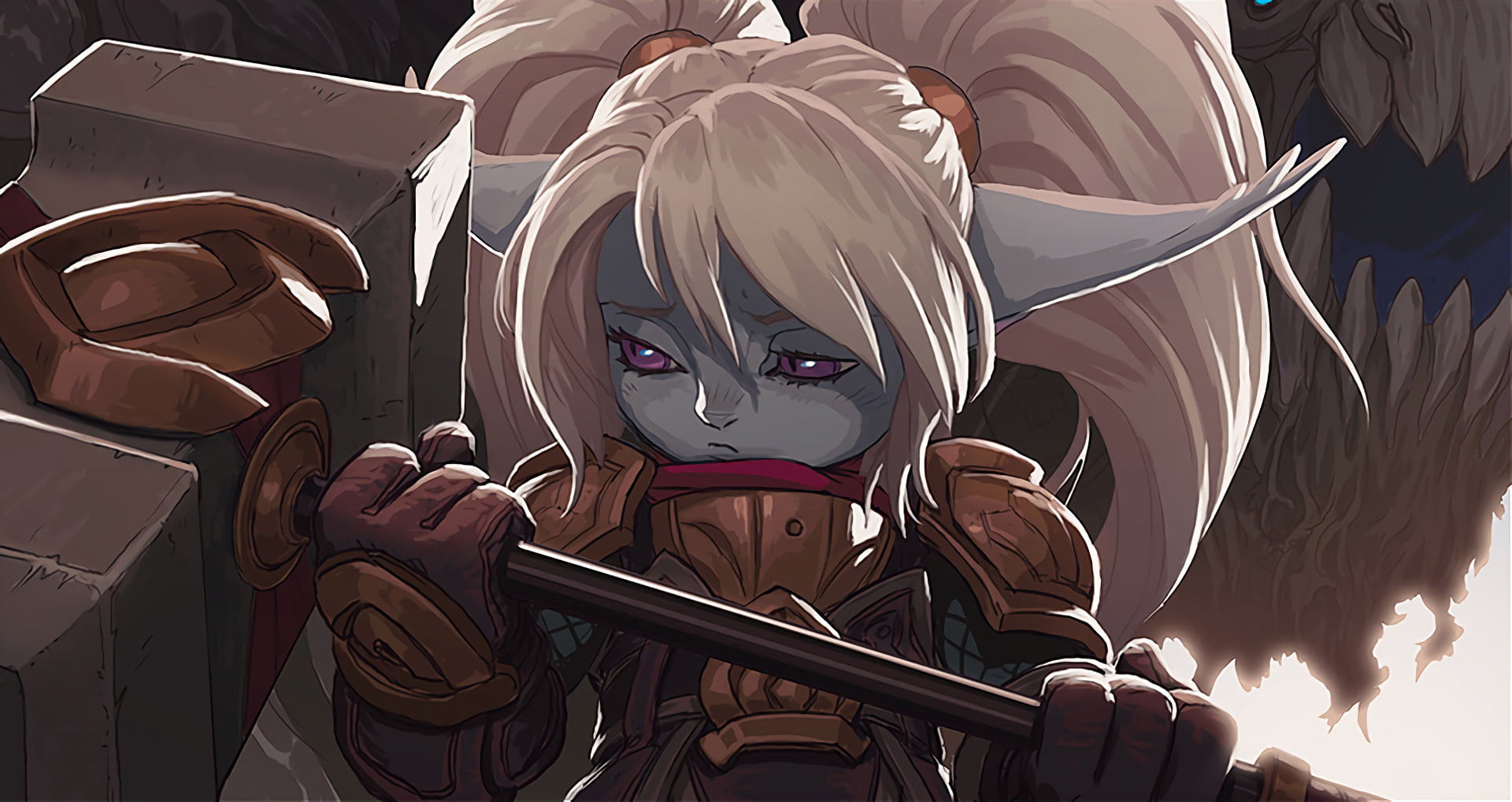 League Of Legends, Video Game, carnival - celebration event, mask - disguise, disguise, 1080P, day, outdoors, Hammer, Poppy (League Of Legends), festival, HD Wallpaper