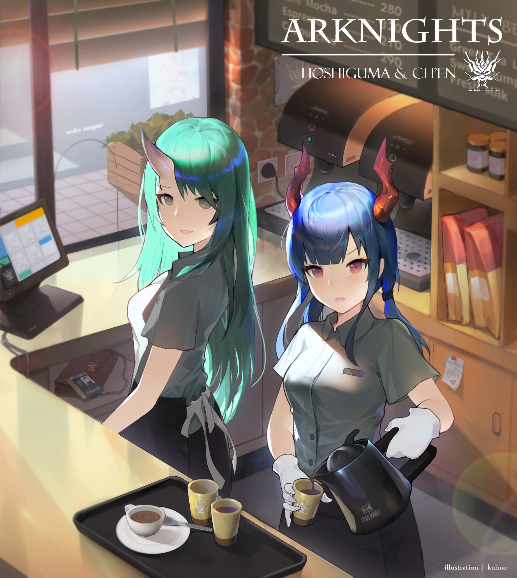 Chen (Arknights), 1080P, Hoshiguma (Arknights), Arknights, anime, Kuhnowushi, anime girls, portrait display, Phone HD Wallpaper