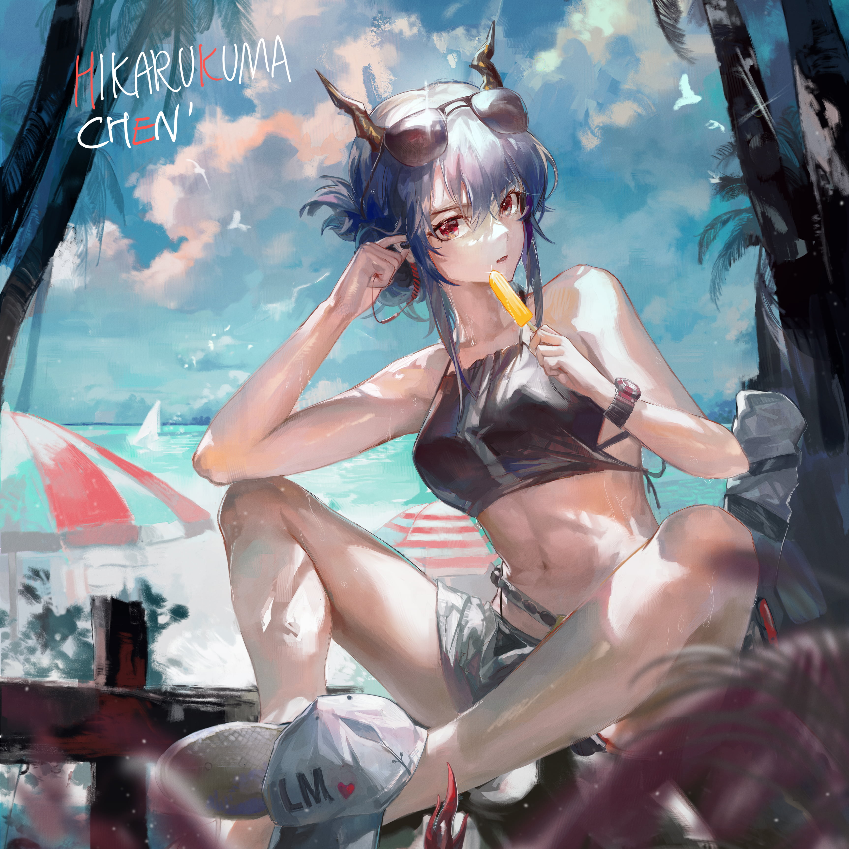 Chen (Arknights), anime, 2K, horns, anime girls, DaylightAllure, Arknights, Phone HD Wallpaper