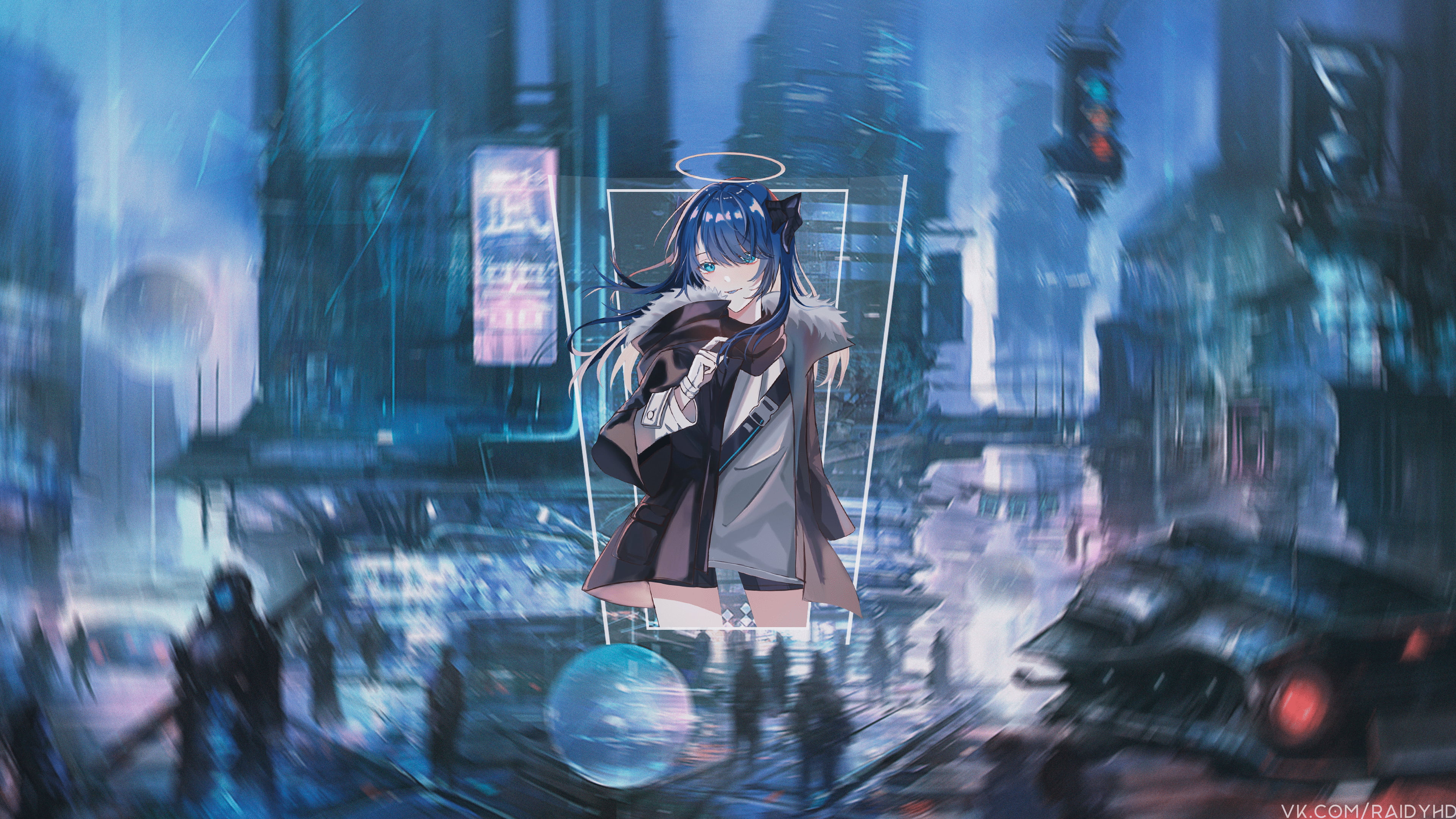 picture-in-picture, Arknights, cyberpunk, anime girls, Mostima (Arknights), 4K, anime, HD Wallpaper