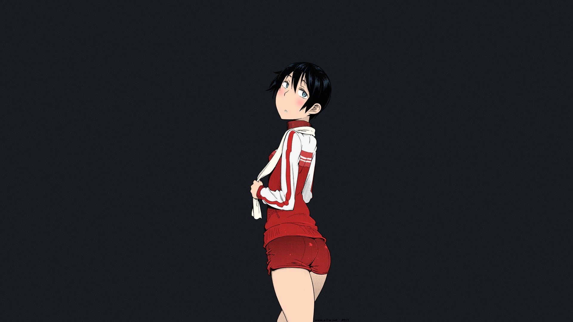 gym clothes, offspring, hairstyle, child, childhood, 1080P, profile view, three quarter length, cut out, standing, red, lifestyles, blue eyes, copy space, HD Wallpaper