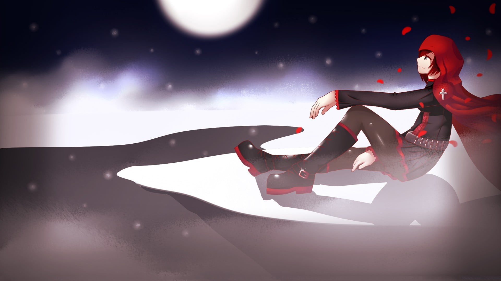 clothing, RWBY, fashion, lens flare, night, one person, young adult, illuminated, anime, full length, beautiful woman, young women, spotlight, glamour, HD Wallpaper