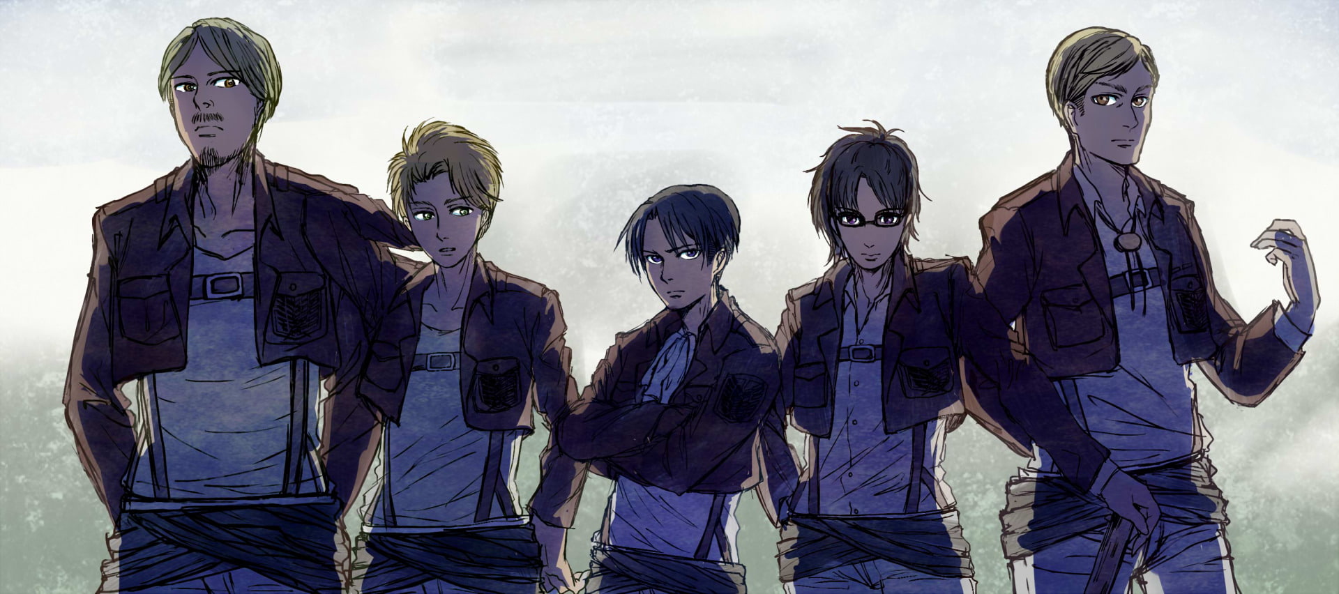 1080P, Hange Zoë, Anime, Attack On Titan, Levi Ackerman, Erwin Smith, Nanaba (Attack On Titan), Mike Zacharius, HD Wallpaper