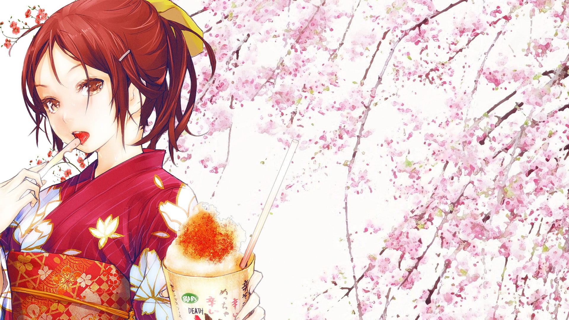growth, anime girls, flower, springtime, Redjuice, real people, nature, women, cherry blossom, beauty in nature, one person, flowering plant, freshness, HD Wallpaper