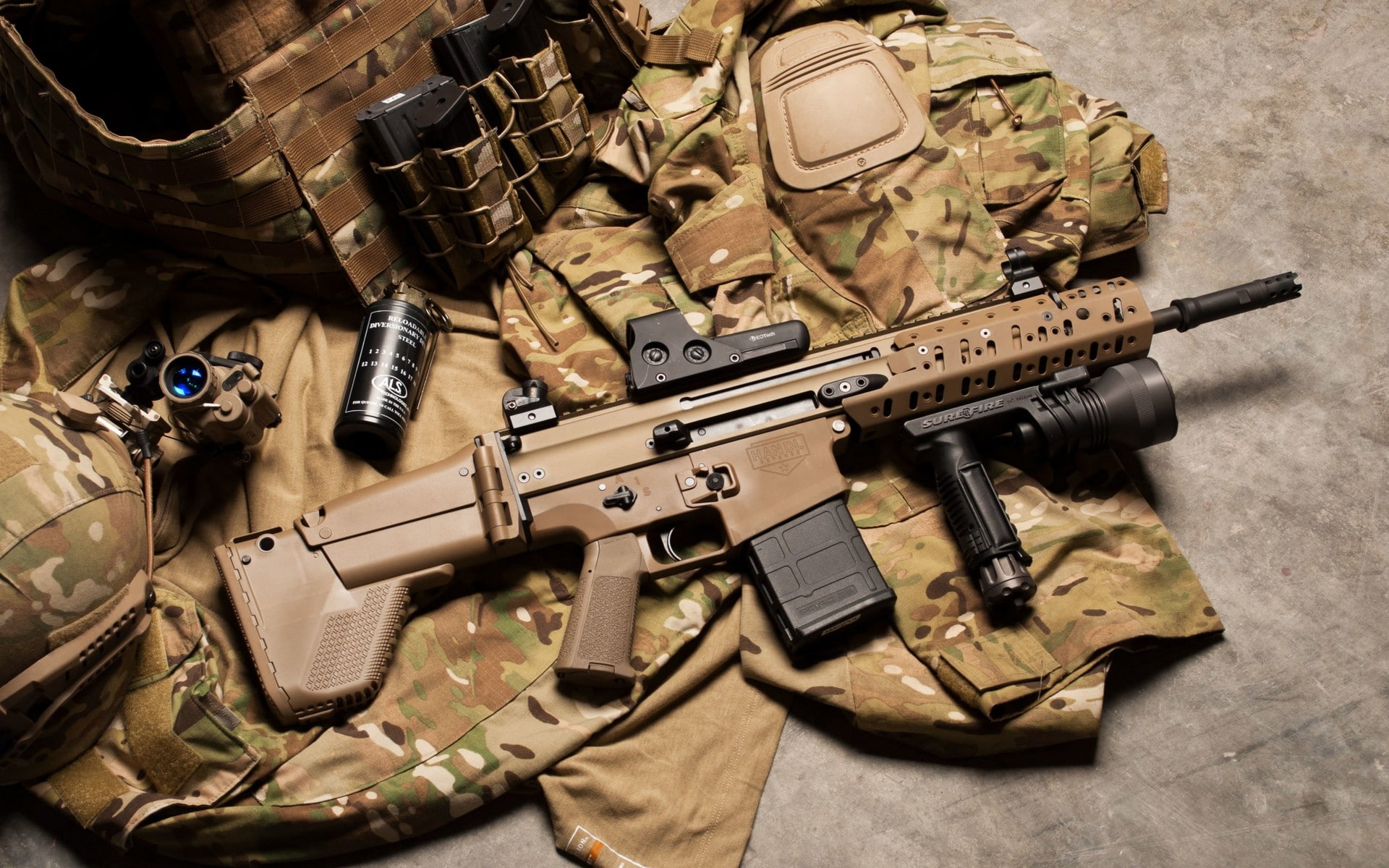 1080P, Flash Suppressor, FN SCAR, Vertical Grip, HD Wallpaper