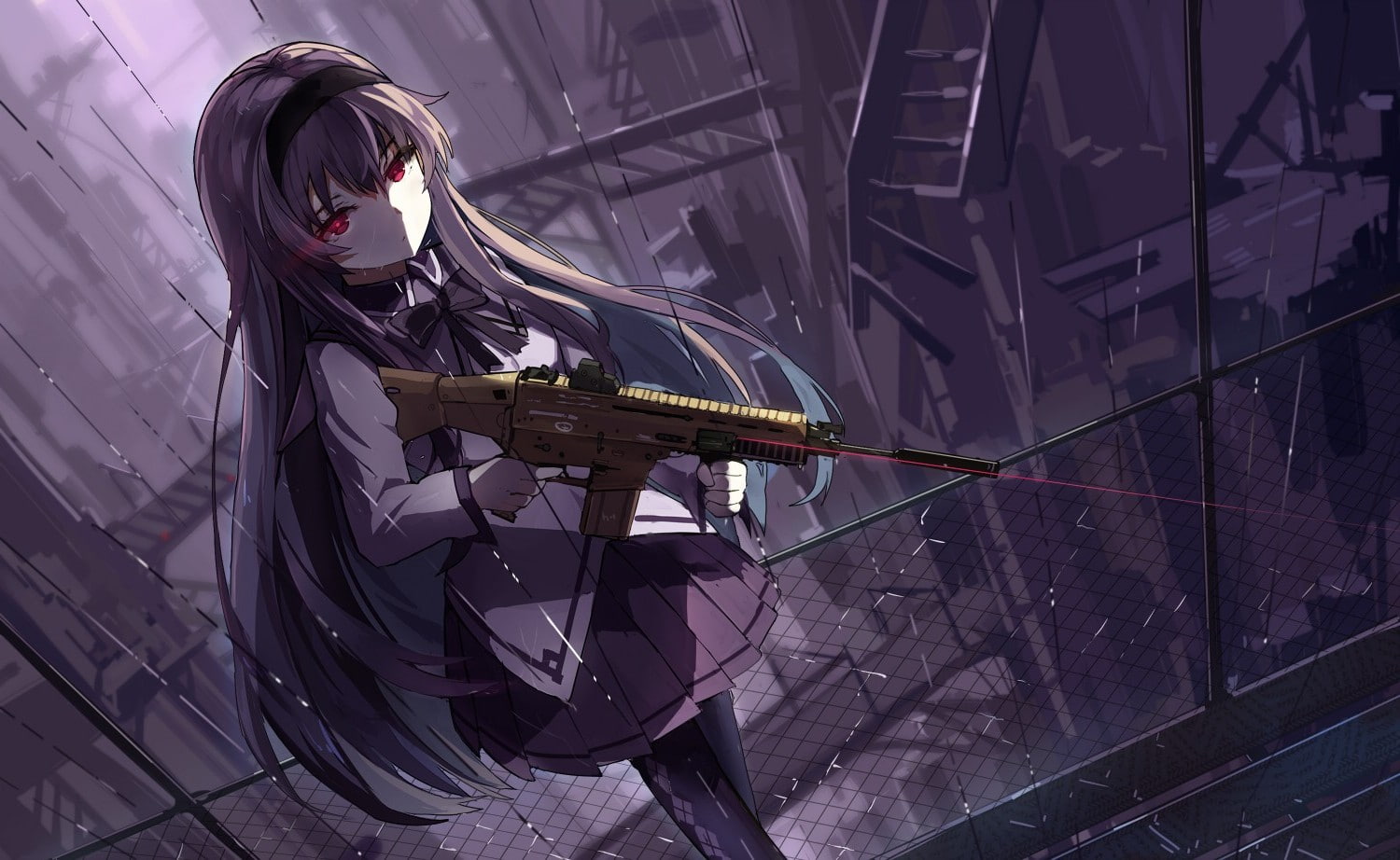 Akemi Homura, 720P, Mahou Shoujo Madoka Magica, FN SCAR, Anime Girls, anime, HD Wallpaper