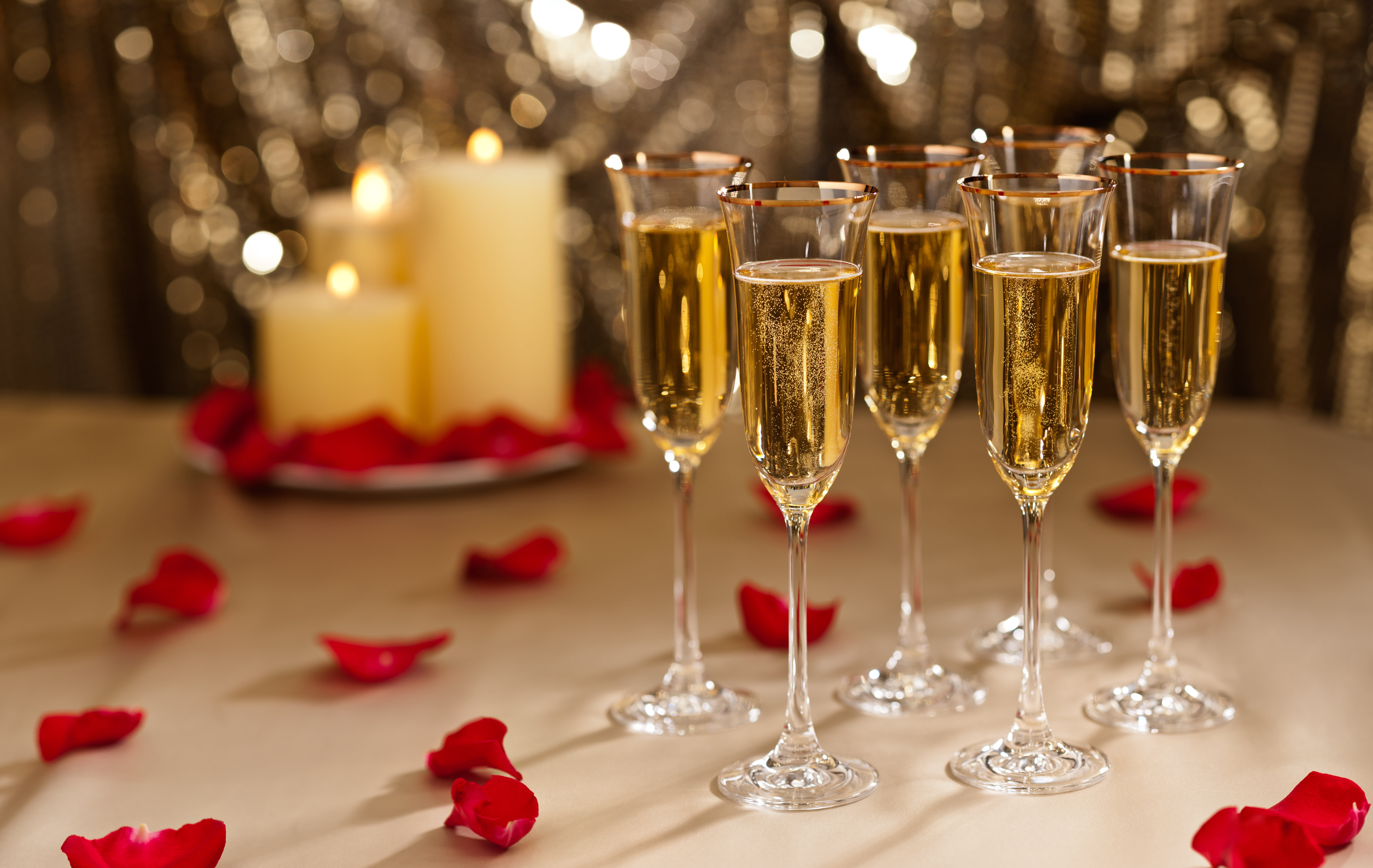 banquet, defocused, drink, holidays And Celebrations, candle, dining Table, holiday, clear, illuminated, refreshment, rose, ribbon, wedding, love, table, HD Wallpaper