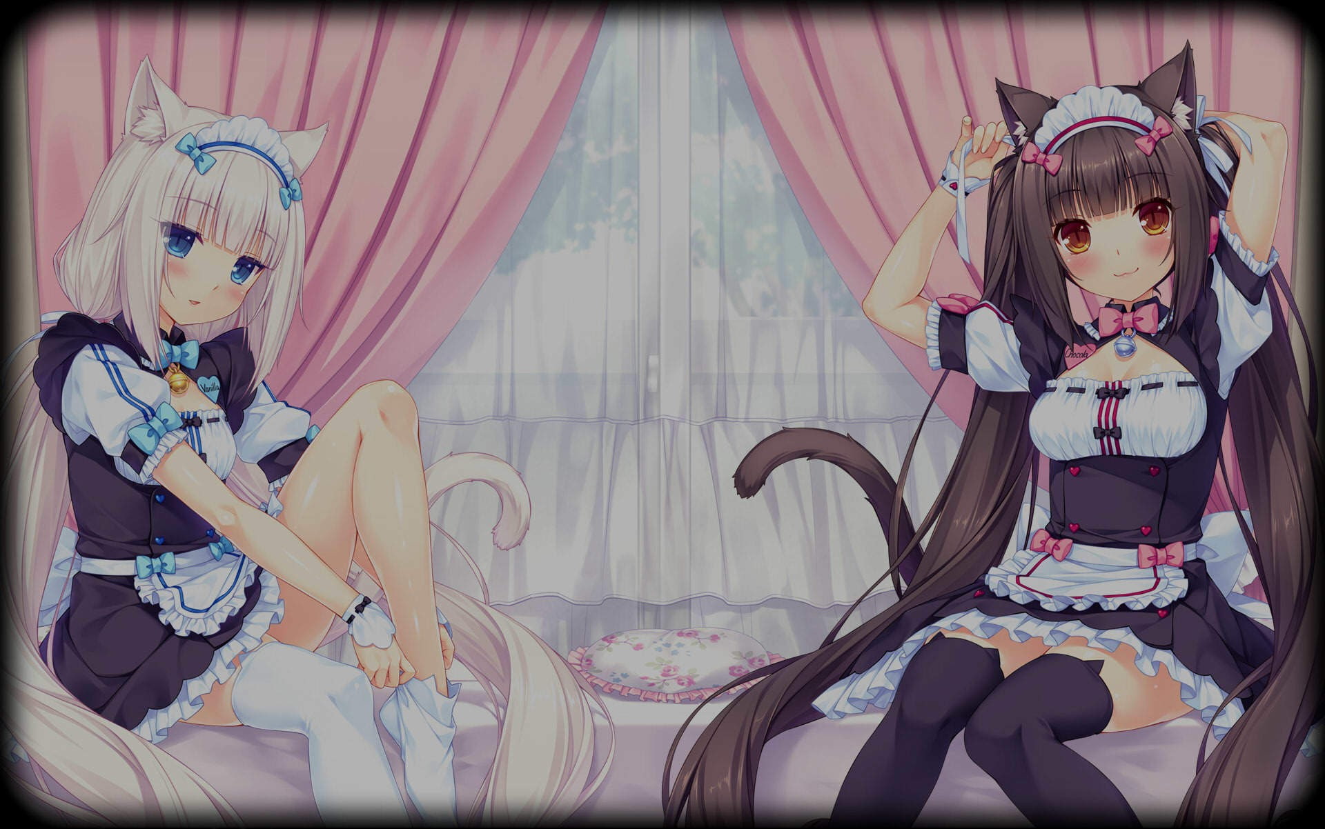 thigh-highs, female likeness, disguise, Neko Para, craft, day, maid outfit, mask, anime girls, representation, human representation, 1080P, Vanilla (Neko Para), HD Wallpaper