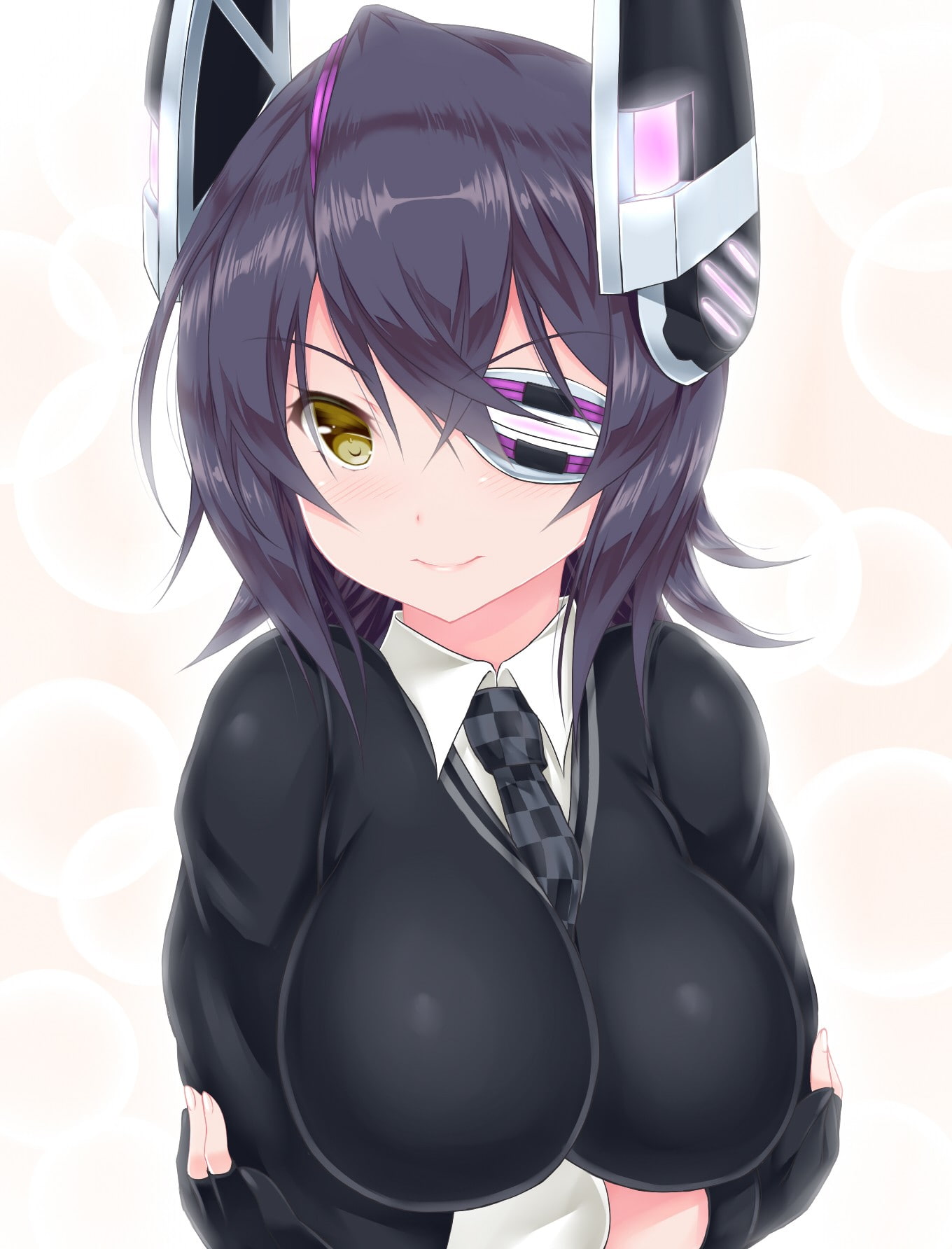 technology, representation, purple hair, individuality, emotion, arts culture and entertainment, black color, adult, fashion, bizarre, fear, Kantai Collection, Phone HD Wallpaper