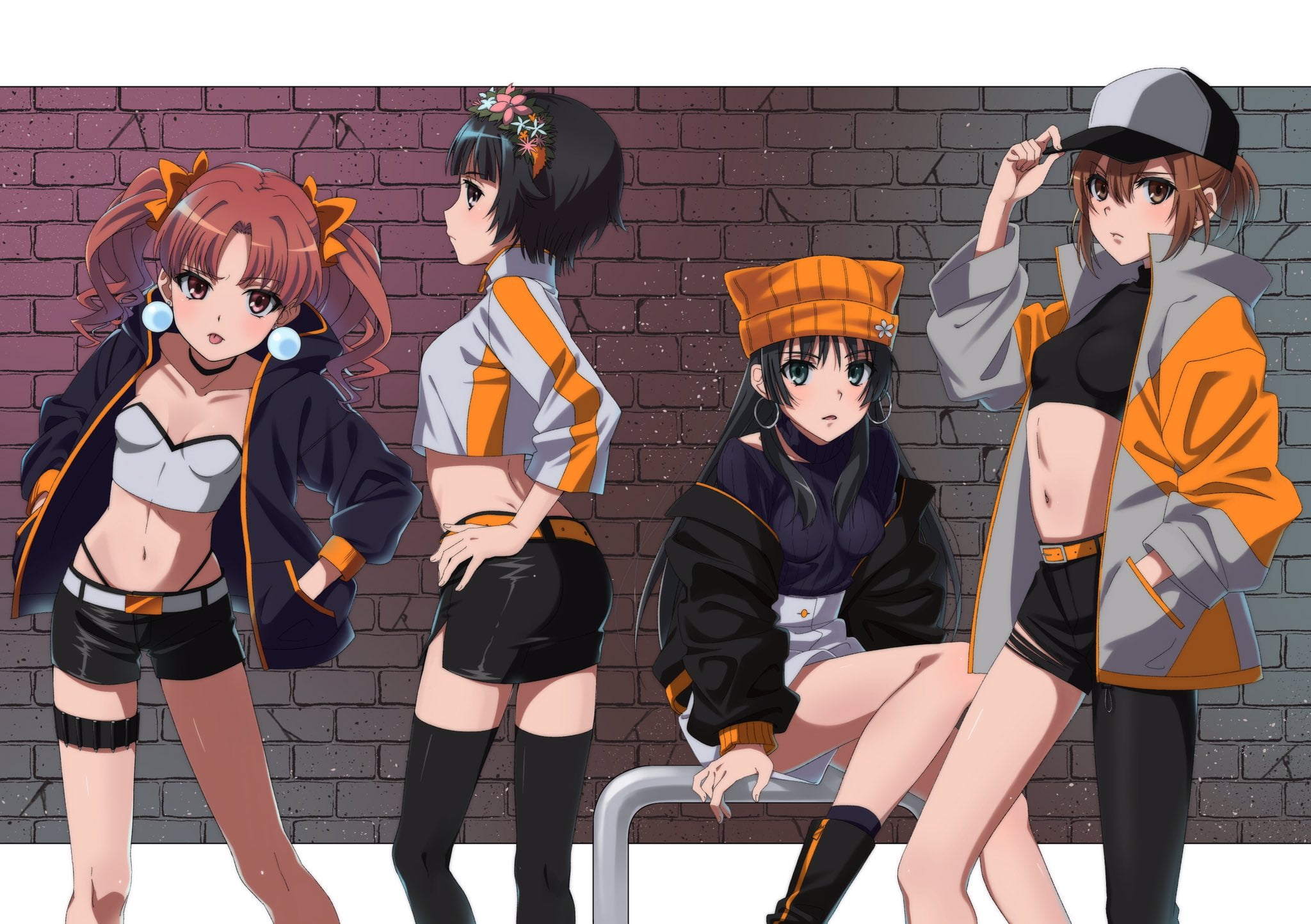 anime girls, To Aru Kagaku no Railgun, Misaka Mikoto, Uiharu Kazari, anime, Shirai Kuroko, zettai ryouiki, Streetwear, 1080P, Saten Ruiko, HD Wallpaper