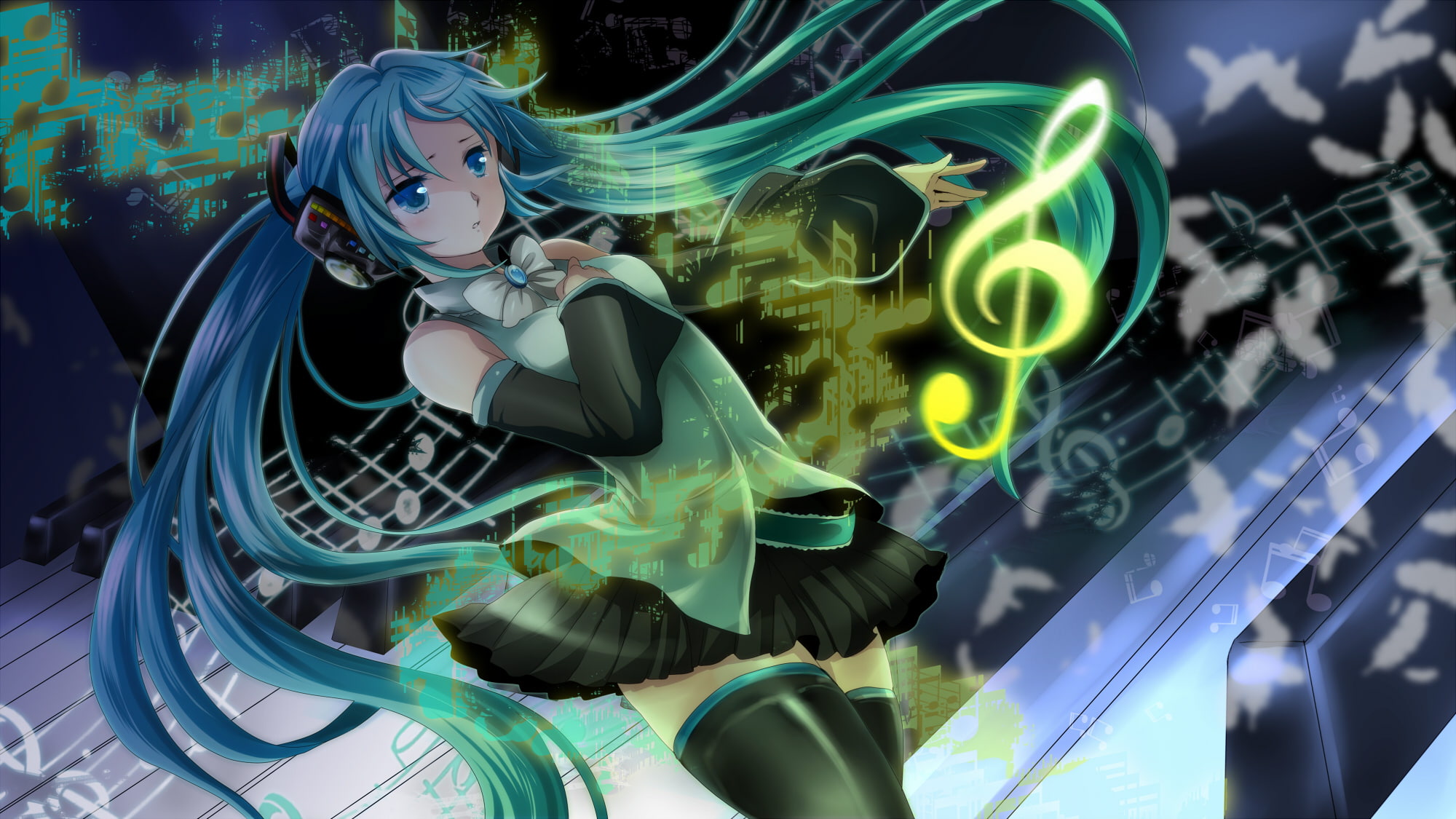 twintails, mariwai, marireroy, zettai, vocaloid, 1080P, hatsune, miku, ryouiki, HD Wallpaper