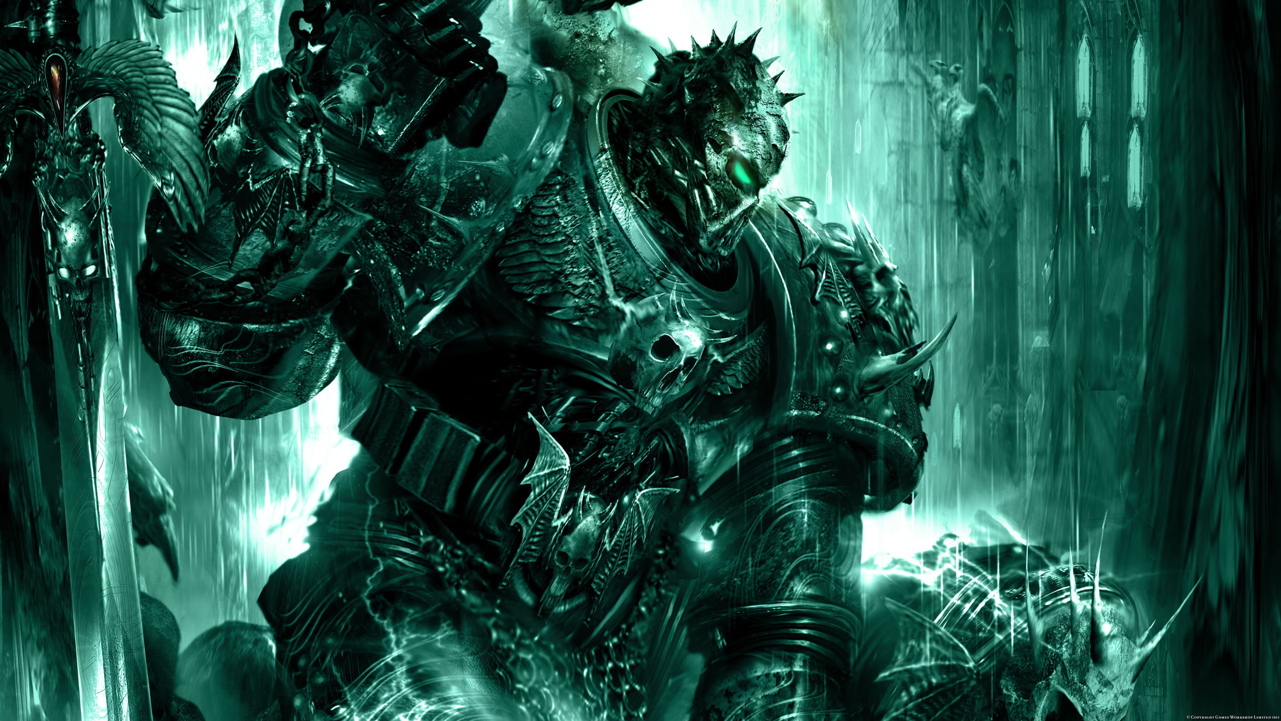 indoors, space Marines, traitors, science, clothing, blue, sculpture, futuristic, military, creativity, skull, robot, government, no People, art and craft, HD Wallpaper