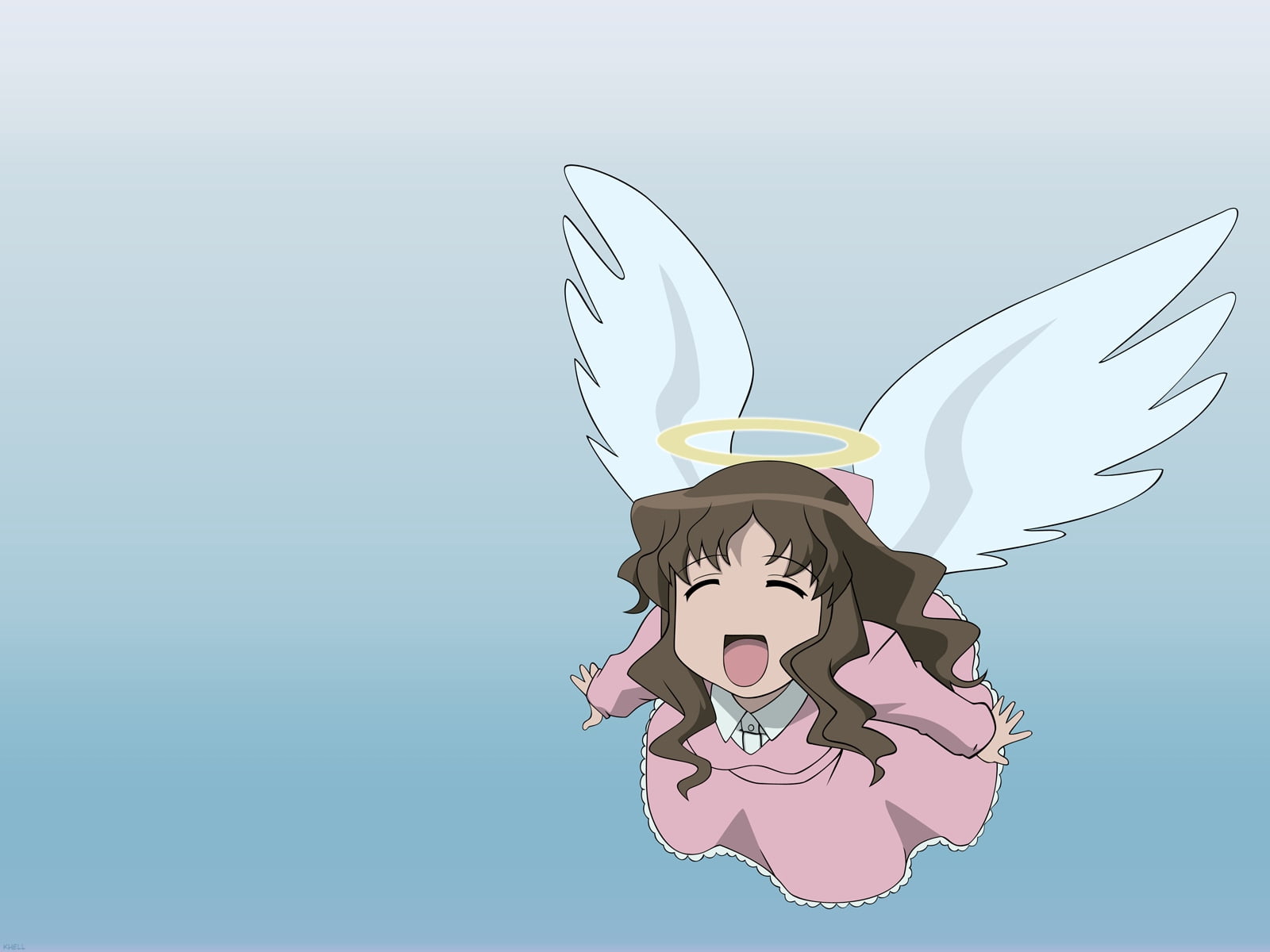 smiling, backgrounds, angel, kimuras wife, representation, cute, one person, copy space, teenage Girls, outdoors, 720P, cartoon, wings, girl, fantasy, HD Wallpaper