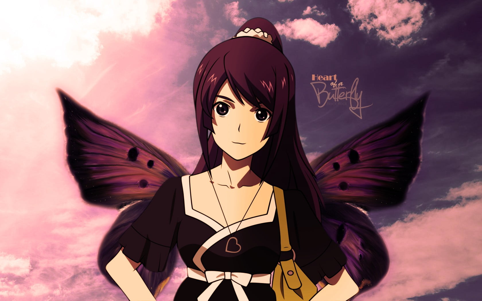 purple, no people, anime girls, nature, costume, anime, ponytail, representation, sky, demon - fictional character, creativity, mask, male likeness, Senjougahara Hitagi, HD Wallpaper