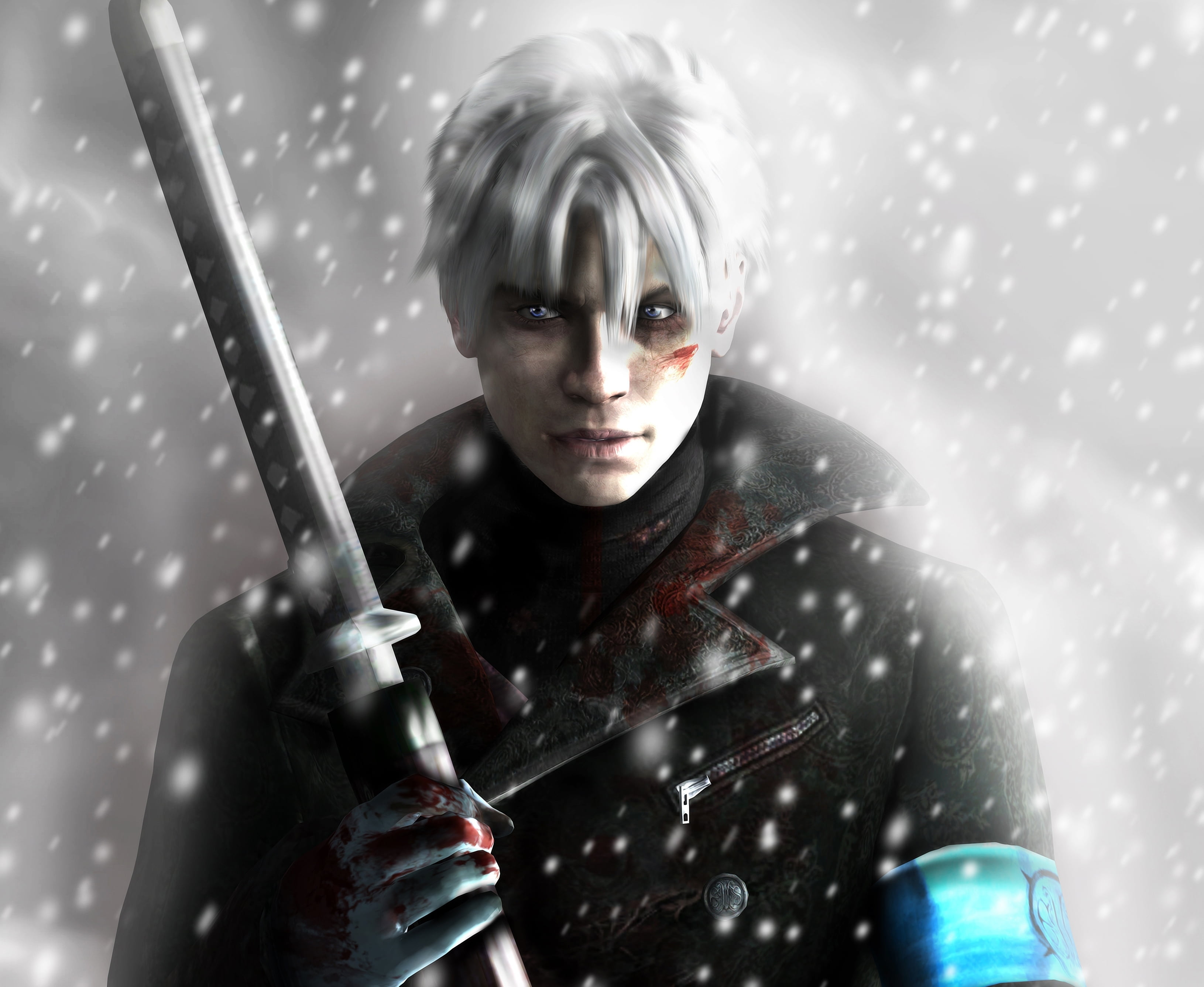 emotion, looking, people, weapon, warrior - person, character, beauty, 2K, sport, beautiful, ninja theory, snow, vergil, hair, women, outdoors, HD Wallpaper