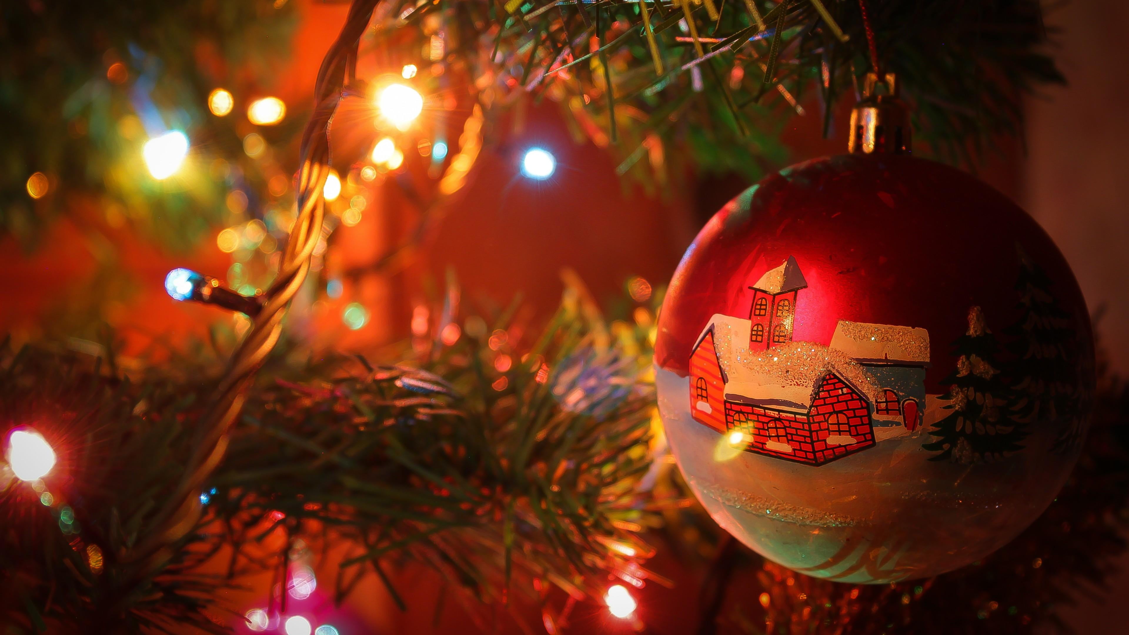 christmas tree, holiday, plant, celebration, human representation, tree, representation, winter, night, 4K, christmas lights, hanging, decoration, light, HD Wallpaper