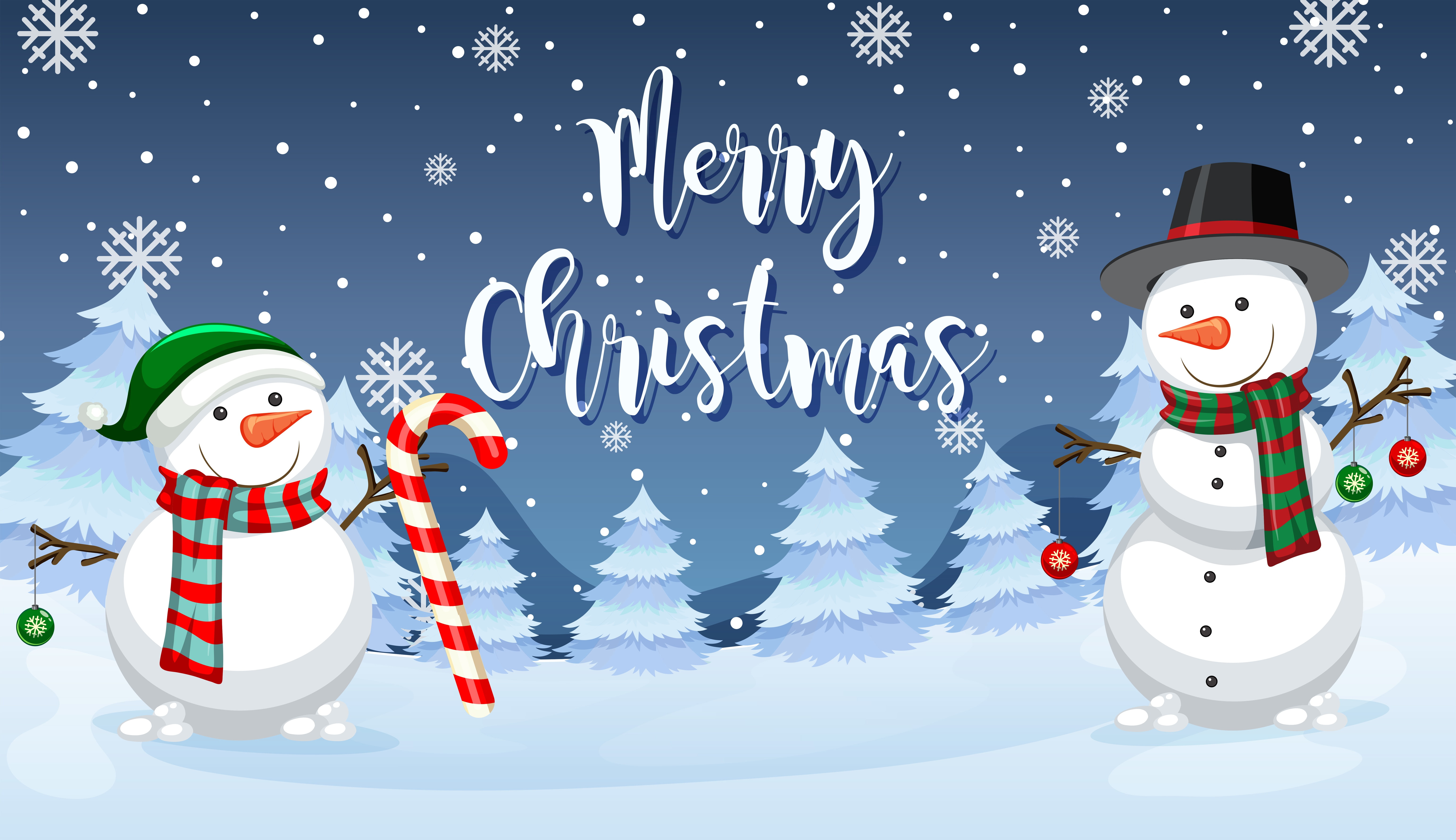 Xmas, snowman, Merry Christmas, Christmas, happy, New Year, snow, snowflakes, winter, 5K, decoration, HD Wallpaper