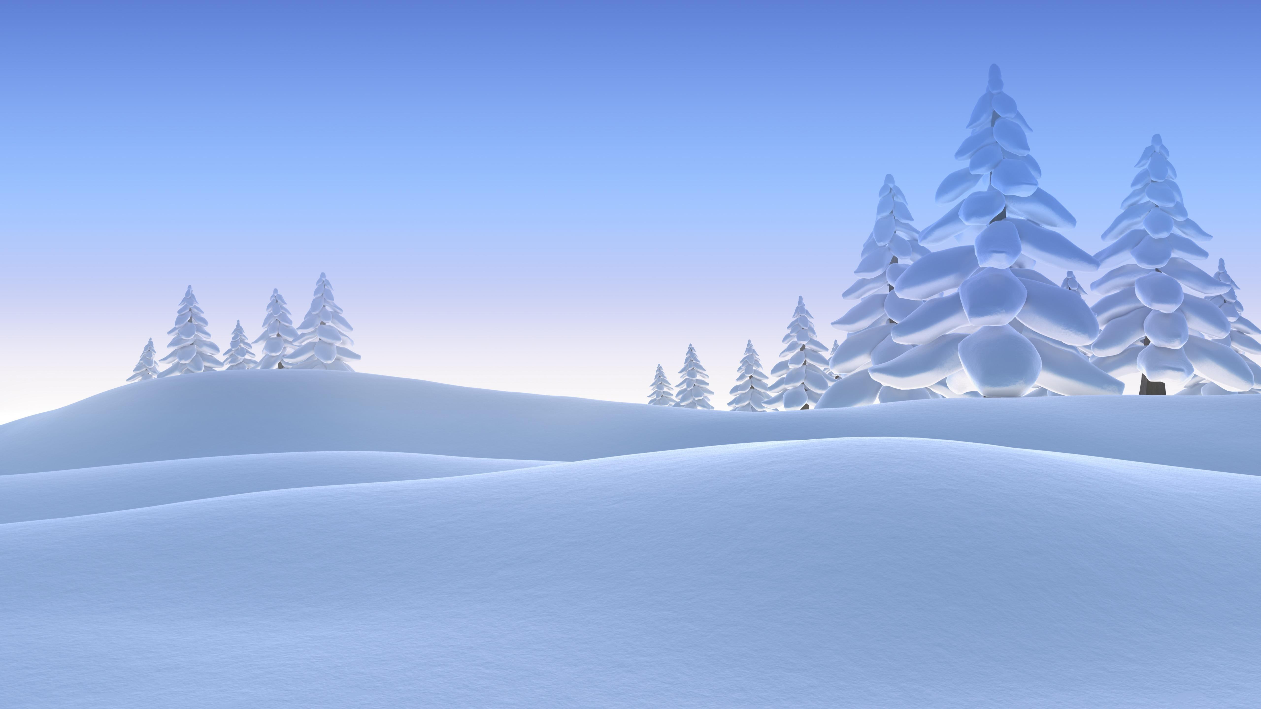 illustration, 5K, hills, winter, snow, winter landscape, HD Wallpaper