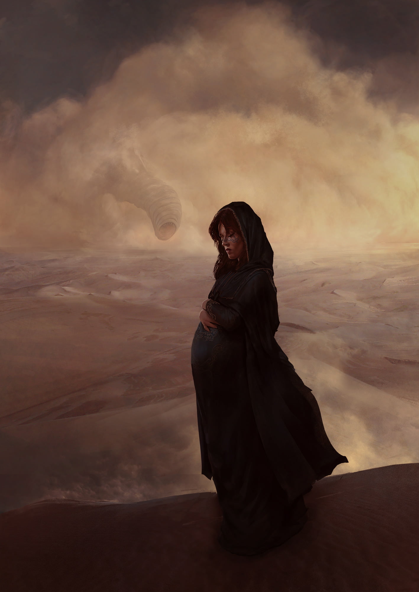 Chani Kynes, Marc Simonetti, science fiction, Dune (series), 1080P, Arrakis, digital art, Phone HD Wallpaper