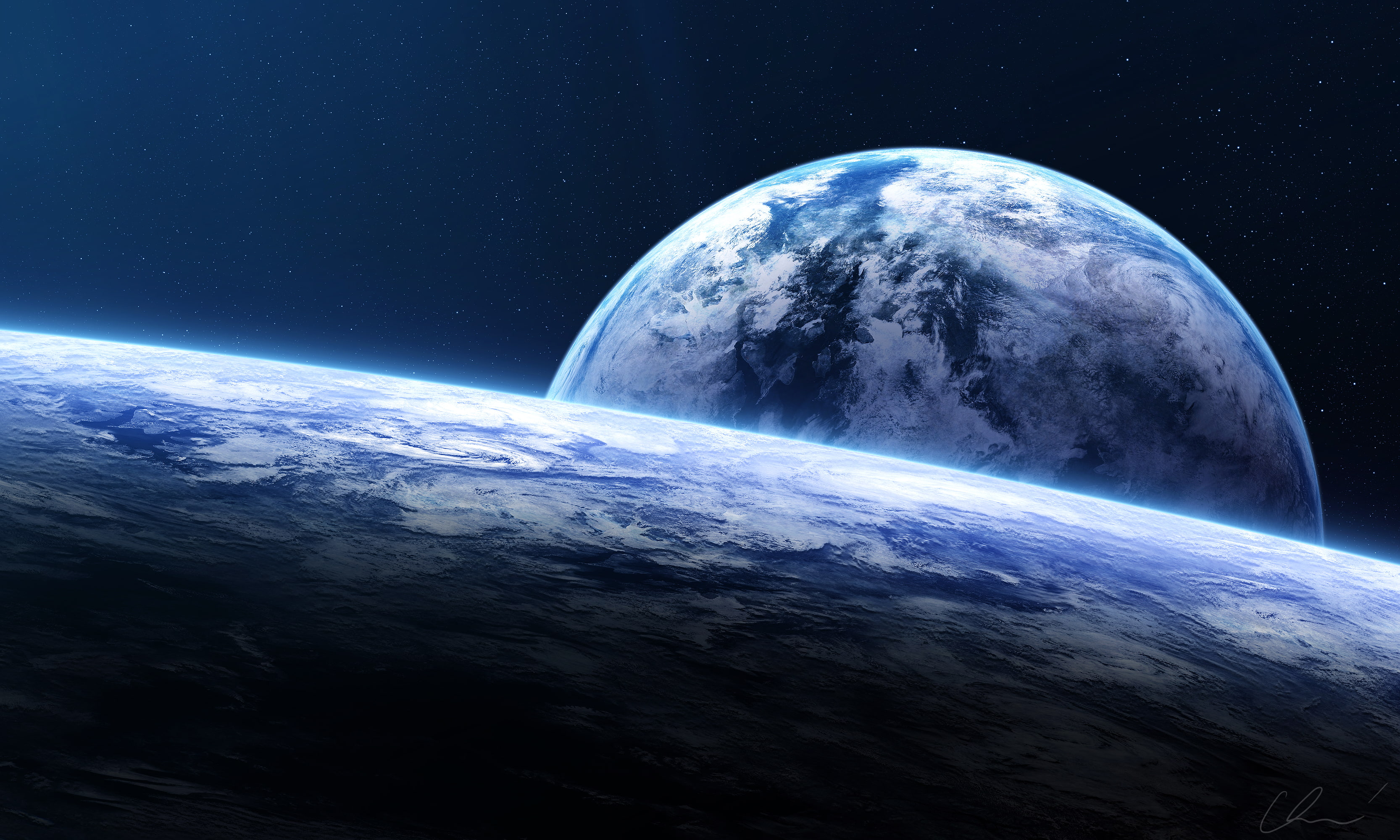Earth, planet, Horizon, HD, Planets, 2K, HD Wallpaper