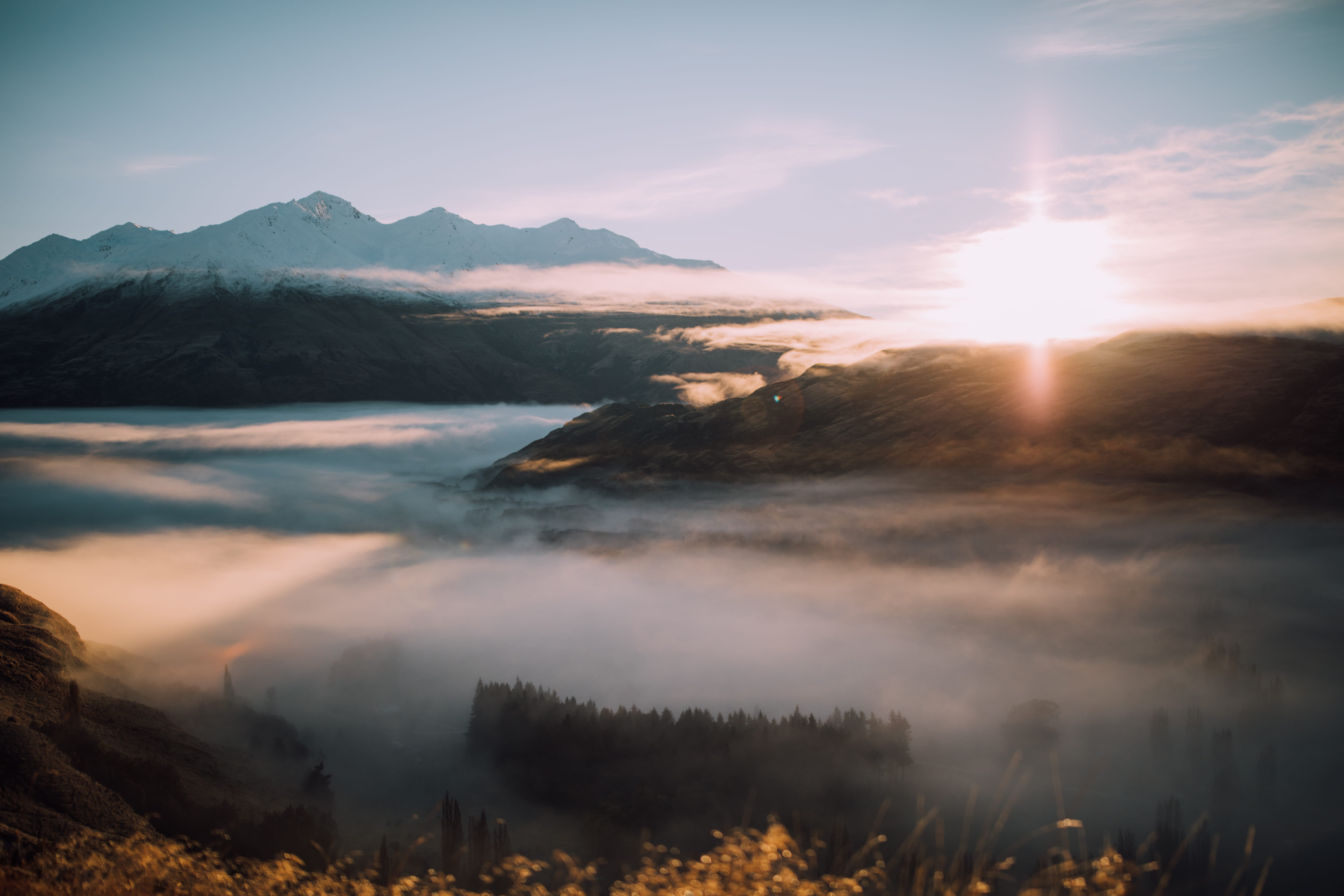environment, backgrounds, water, beauty in nature, sunrise, surrounded, non-urban scene, sun, cloud - sky, desktop background, eye, mountain, HD Wallpaper
