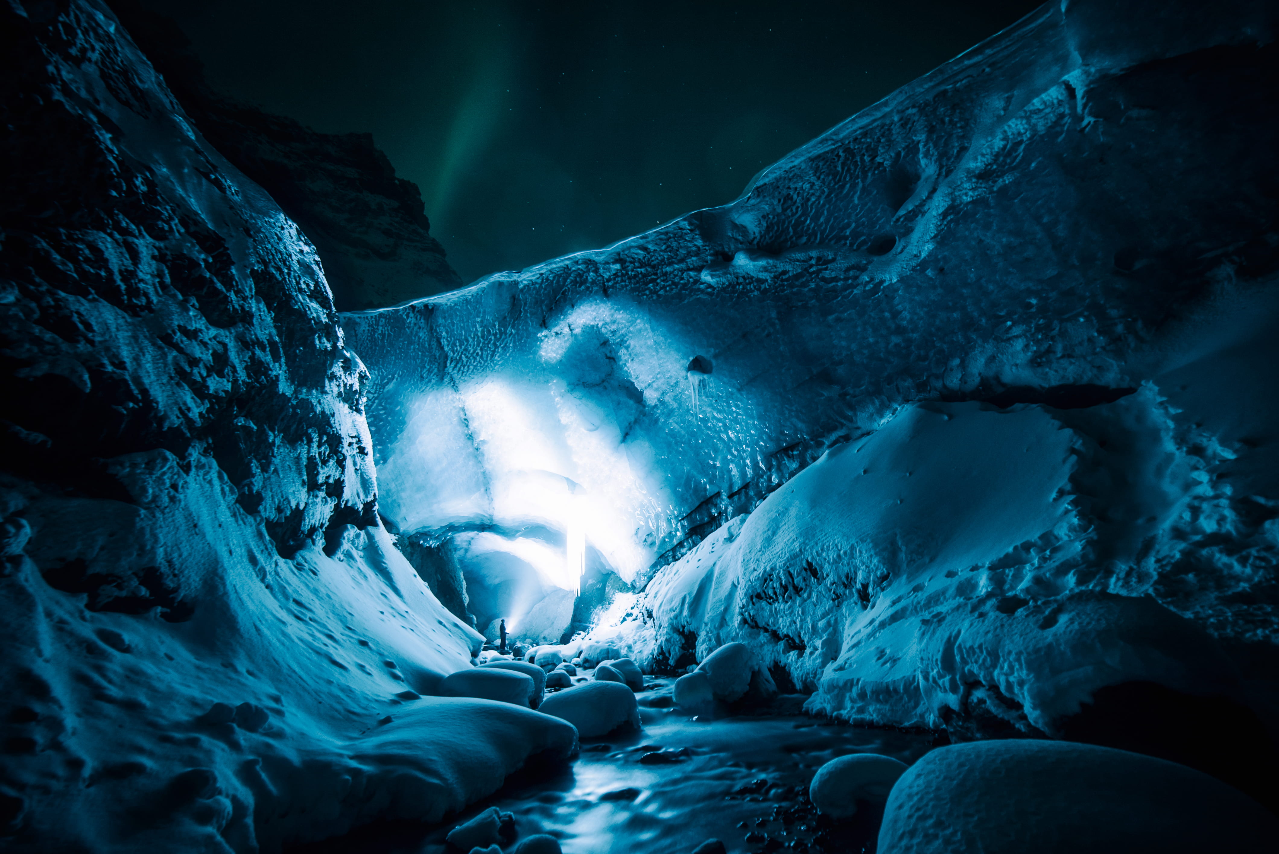 snow, untitled, scenics - nature, nature, white, astronomy, ice, desktop, desktop backgrounds, glacier, cold temperature, light, ice cave, beauty in nature, HD Wallpaper