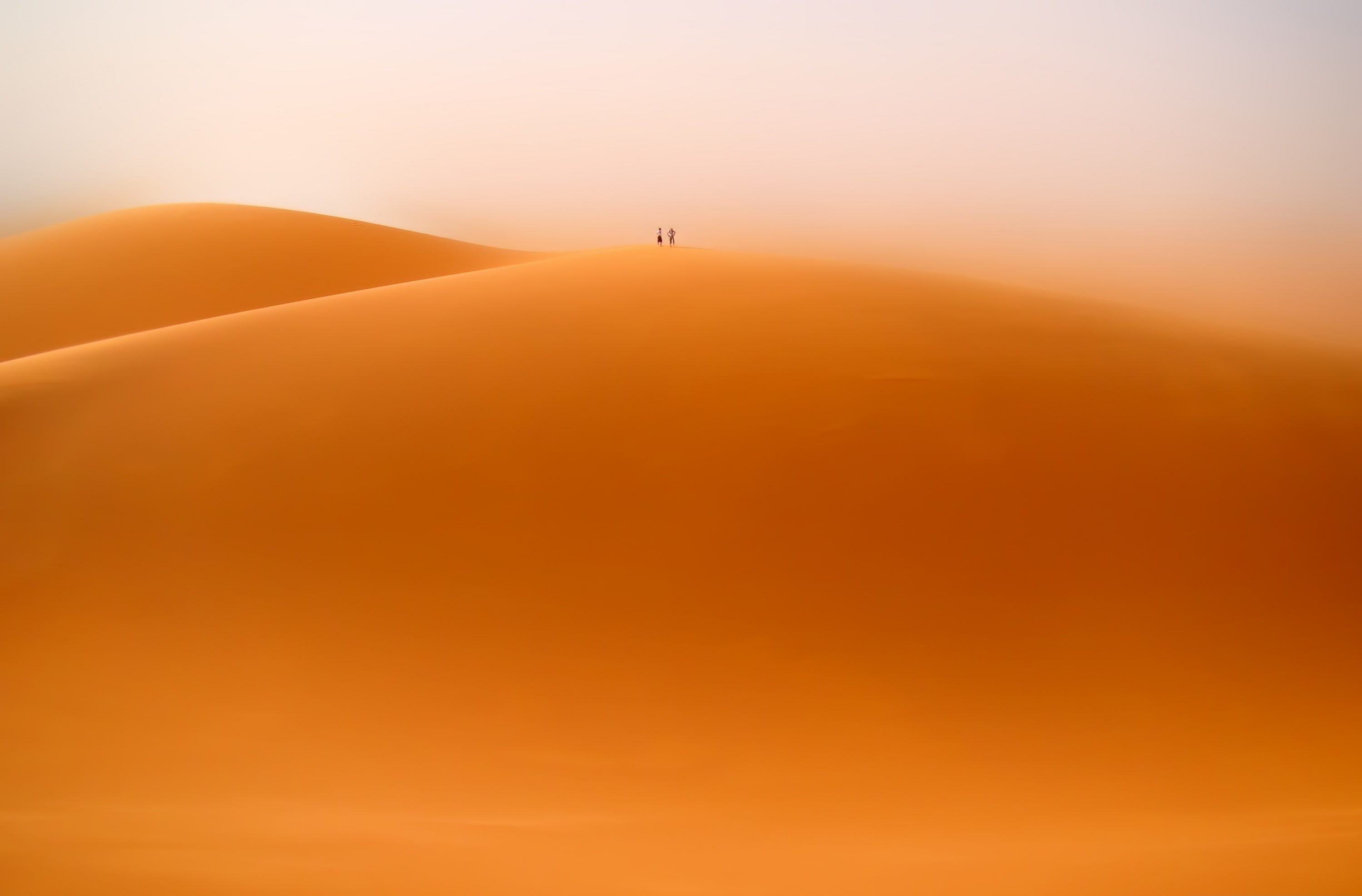trips, Wind, Sahara, scenics - nature, tranquility, Desert, Hazy, Nature, environment, orange color, tranquil scene, photography, sun, outdoors, morocco, HD Wallpaper