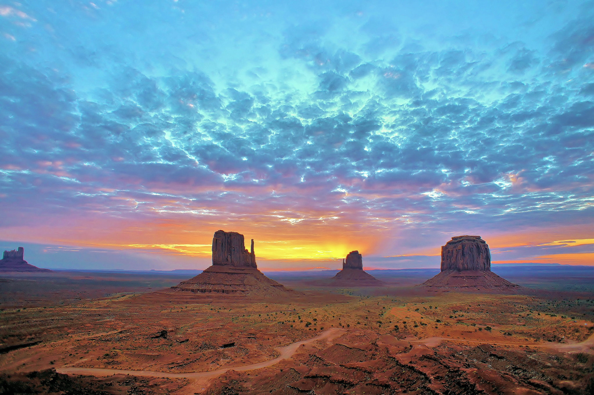 Navajo, park, reserve, dawn, Utah, monument, monument valley, AZ, 1080P, valley, national, HD Wallpaper
