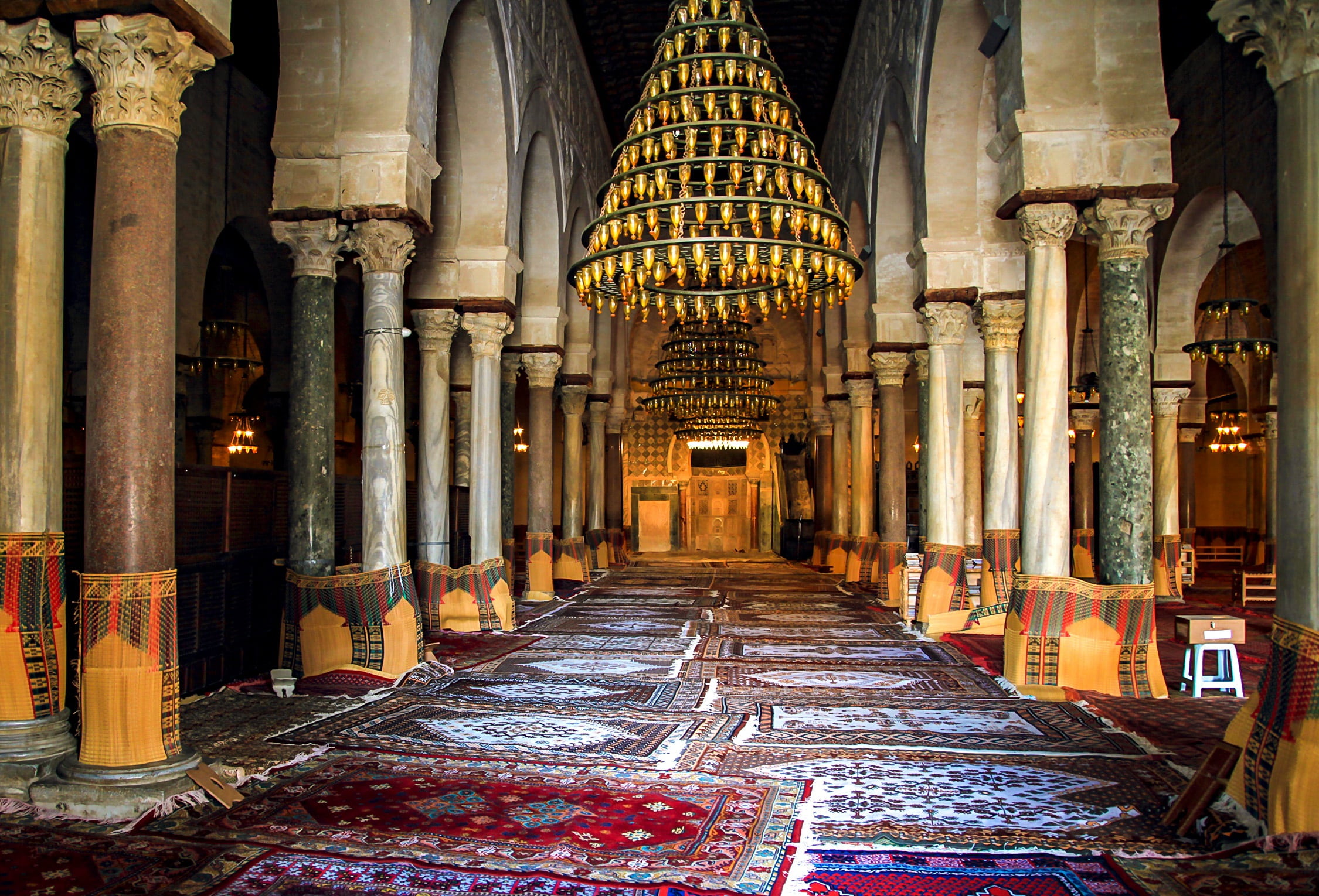 direction, the way forward, arab, architectural column, hall, islam, ceiling, spirituality, ornate, 1080P, ancient civilization, tunisia, flooring, religion, HD Wallpaper