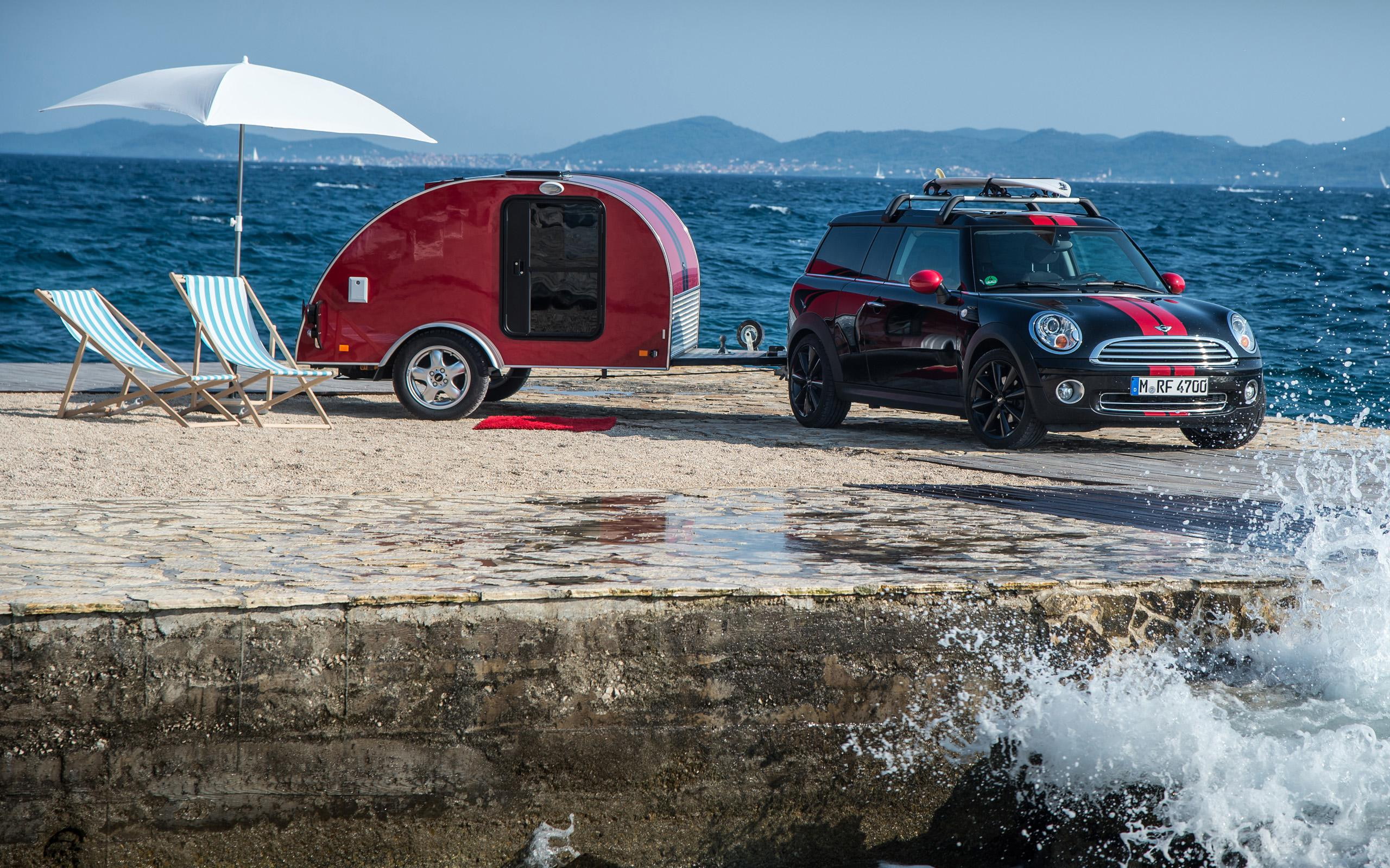 red, s, 2K, trailer, mini, black, cooper, cars, cowley, caravan, 2013, HD Wallpaper